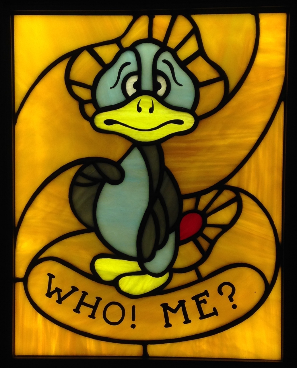 "YES. YOU! 11"X14" (SIZE OF GLASS ONLY) Foiled stained glass, enamel paint, & LED lights SOLD