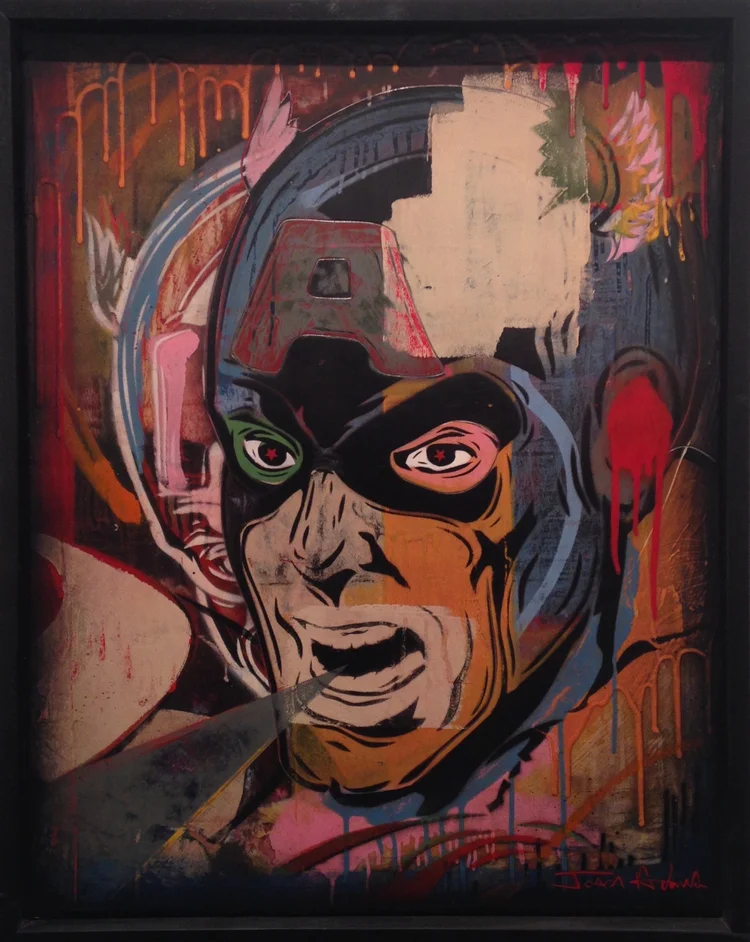 "The Captain" 24"x36" stencil, aerosol, latex paint on wood panel $750
