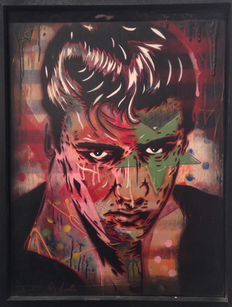 "The King" 18"x24" stencil, aerosol, latex paint on wood panel $575