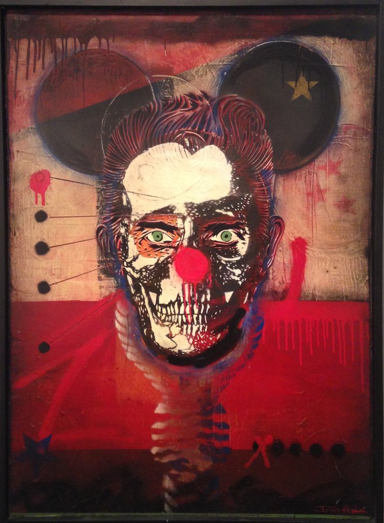 "American Dad" 38"x53" stencil, aerosol, latex paint on wood panel $2000