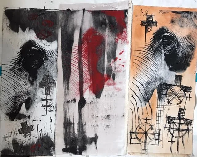 12, 13, 14: Mercy For The Wise 14"x32" $ 800 each $1600 for triptych