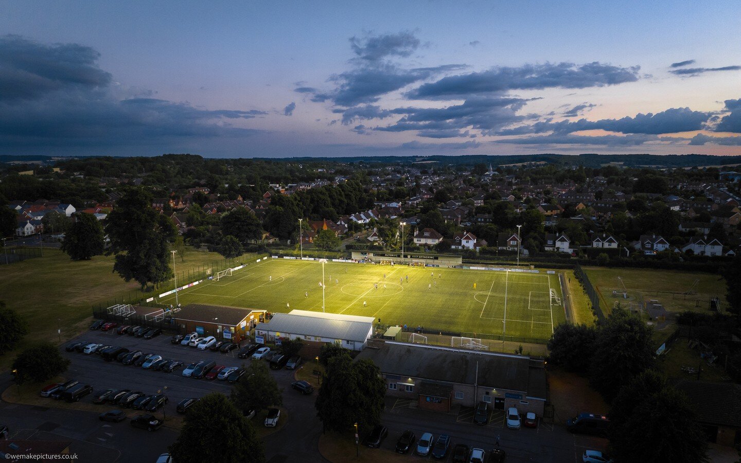 We visited @alton_fc club last night to get these cracking shots of a pre-season friendly. It's a great example of why we wait for the golden hour to get the best results. #football #drone #goldenhour #aerialphotography