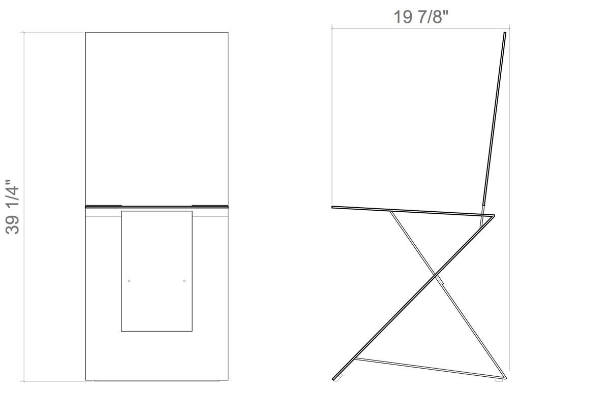 H: 39.25" X W: 16" X D: 19.75
