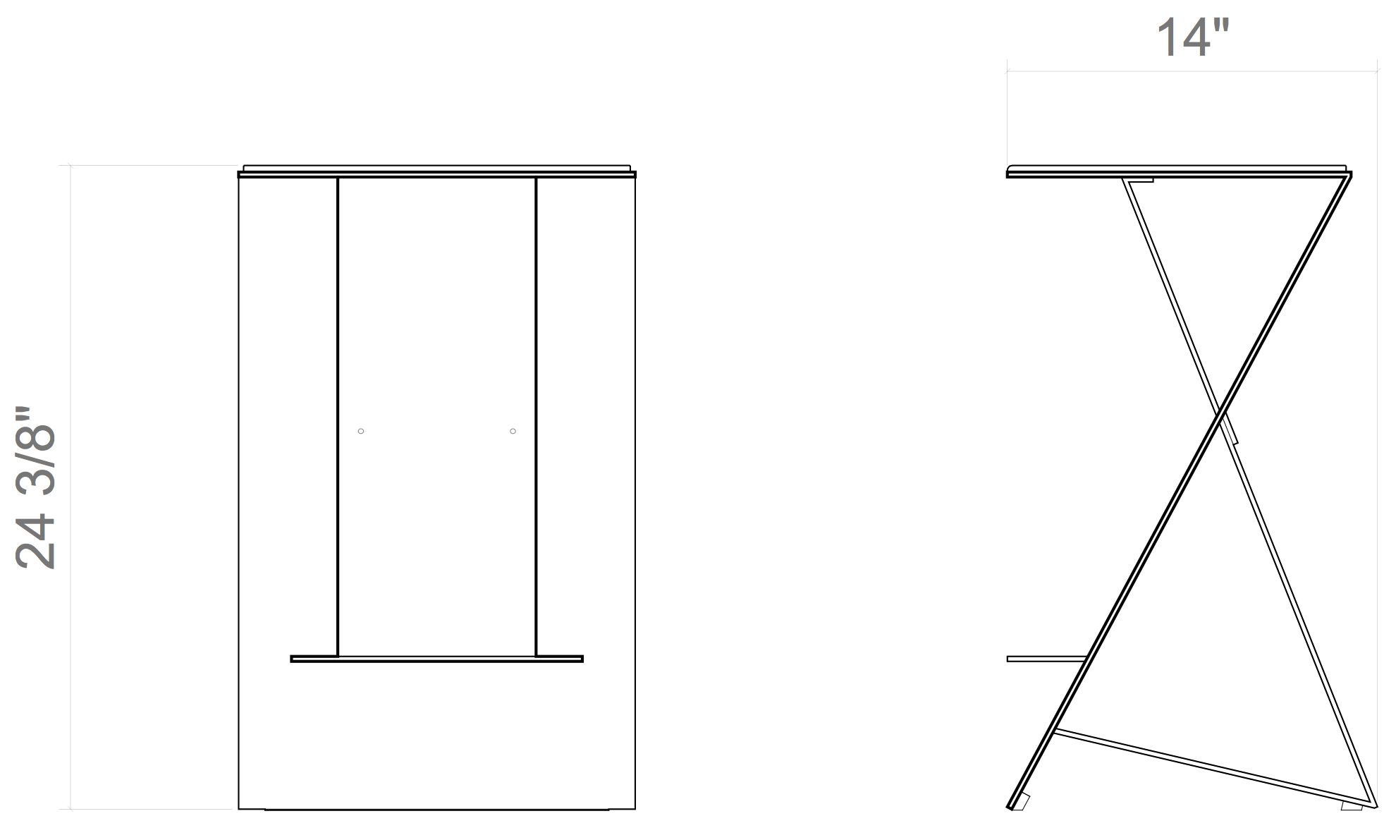 SPECS Height : 24 3/8" Width : 15" Depth : 14" Weight : 35lbs