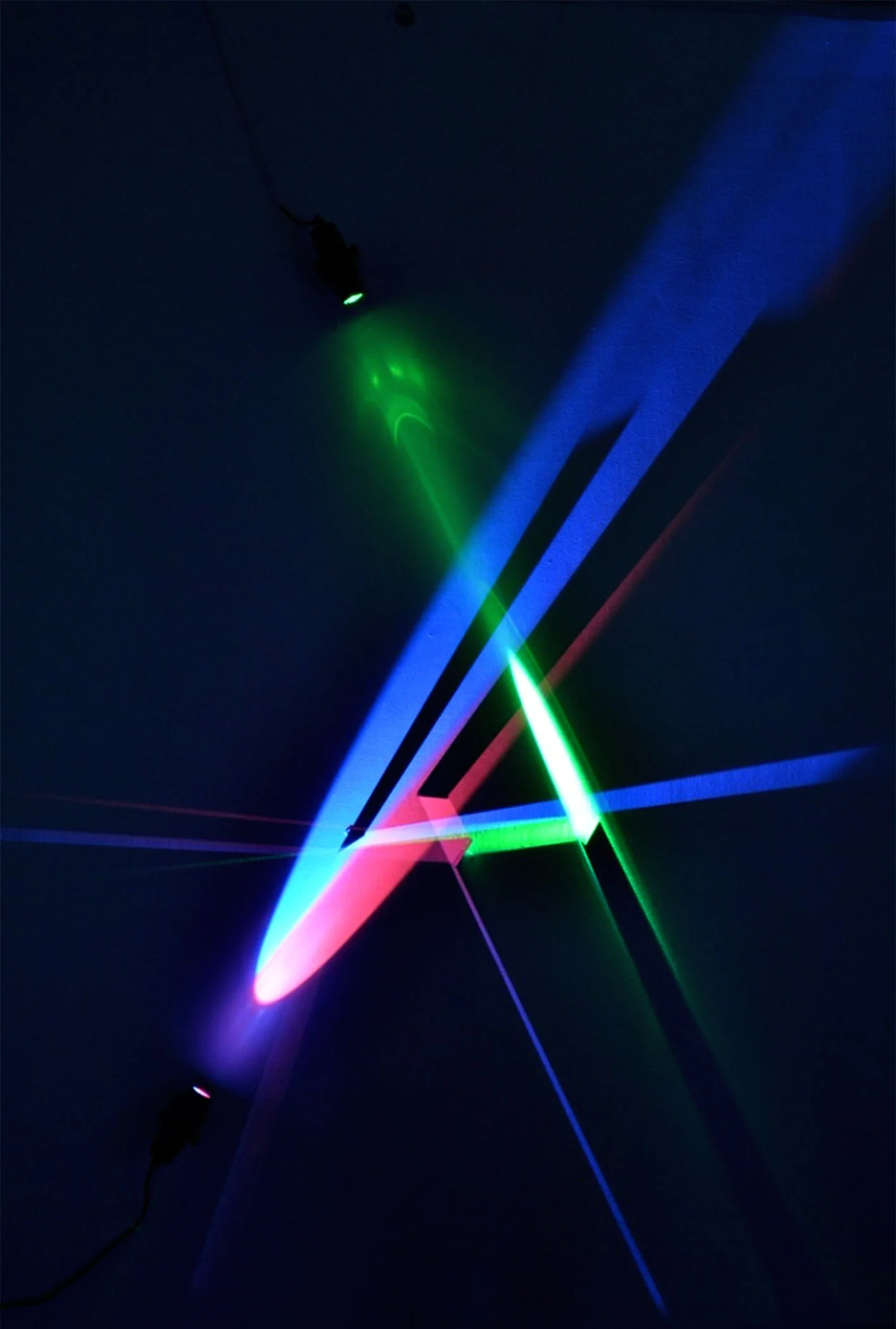 Falling Without Seeing - Tommy Bobo, 2018 LED lights, colored gels, and mirrors