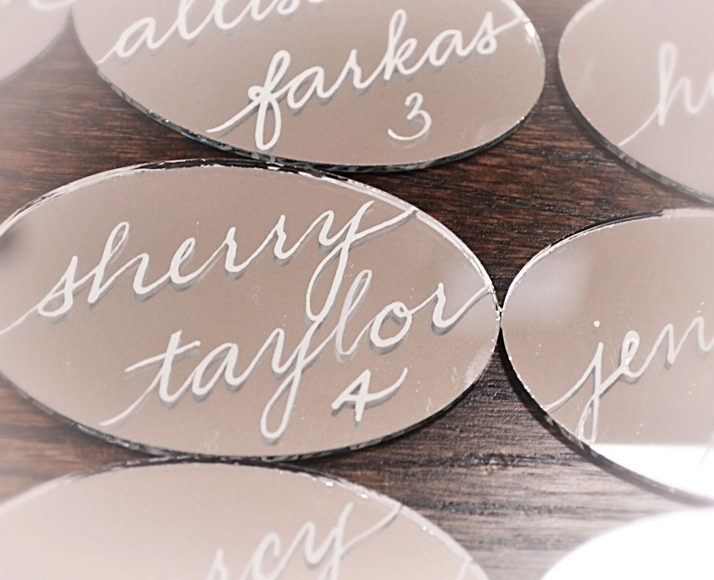 Mirror Ovals (3"x2") as place/escort cards - $3.75