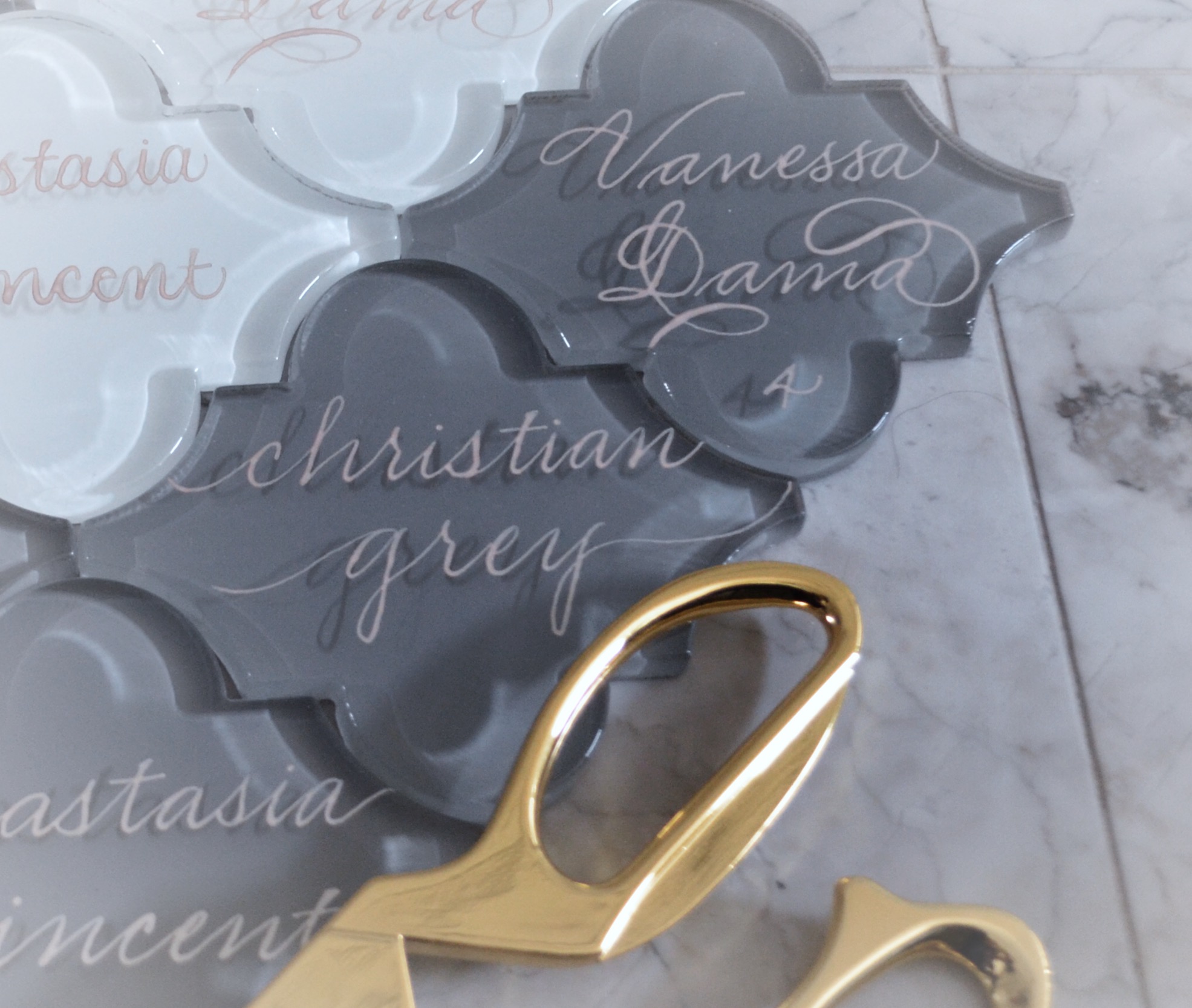 Arabesque Shadow Tiles in Gray &nbsp;4" - $4