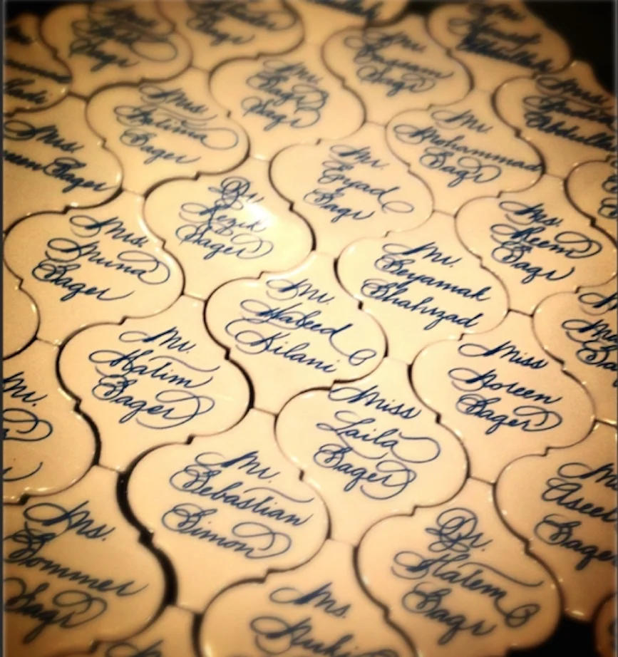 Ceramic Tiles as place/escort cards - $3.75