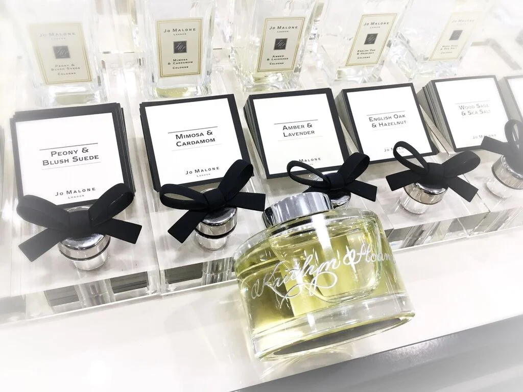 Jo Malone Fragrance Bottle Calligraphy Engraving in Houston - Slinging Ink®