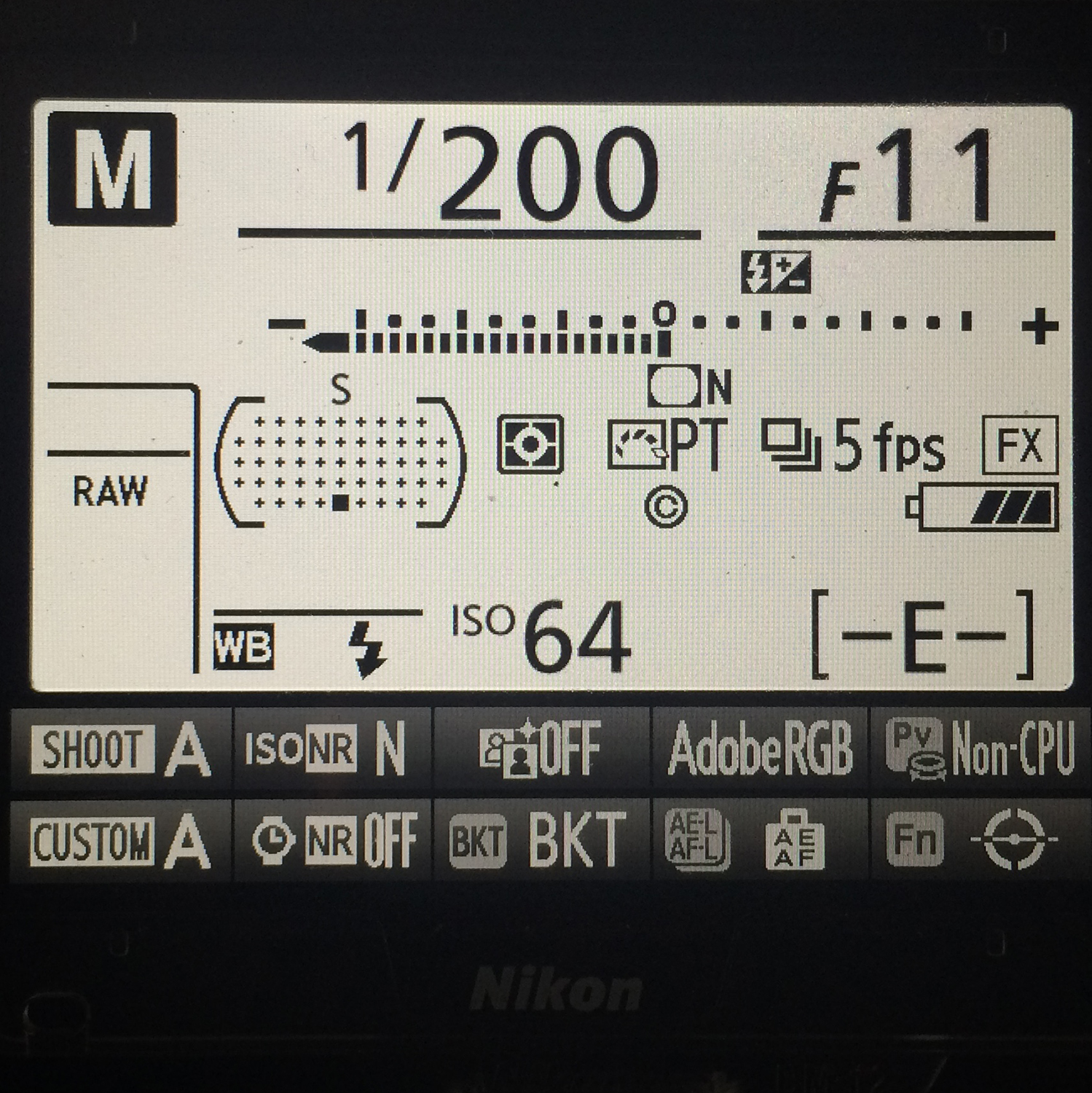 Nikon D810 Info Screen