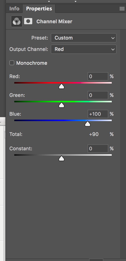 Making the red channel blue