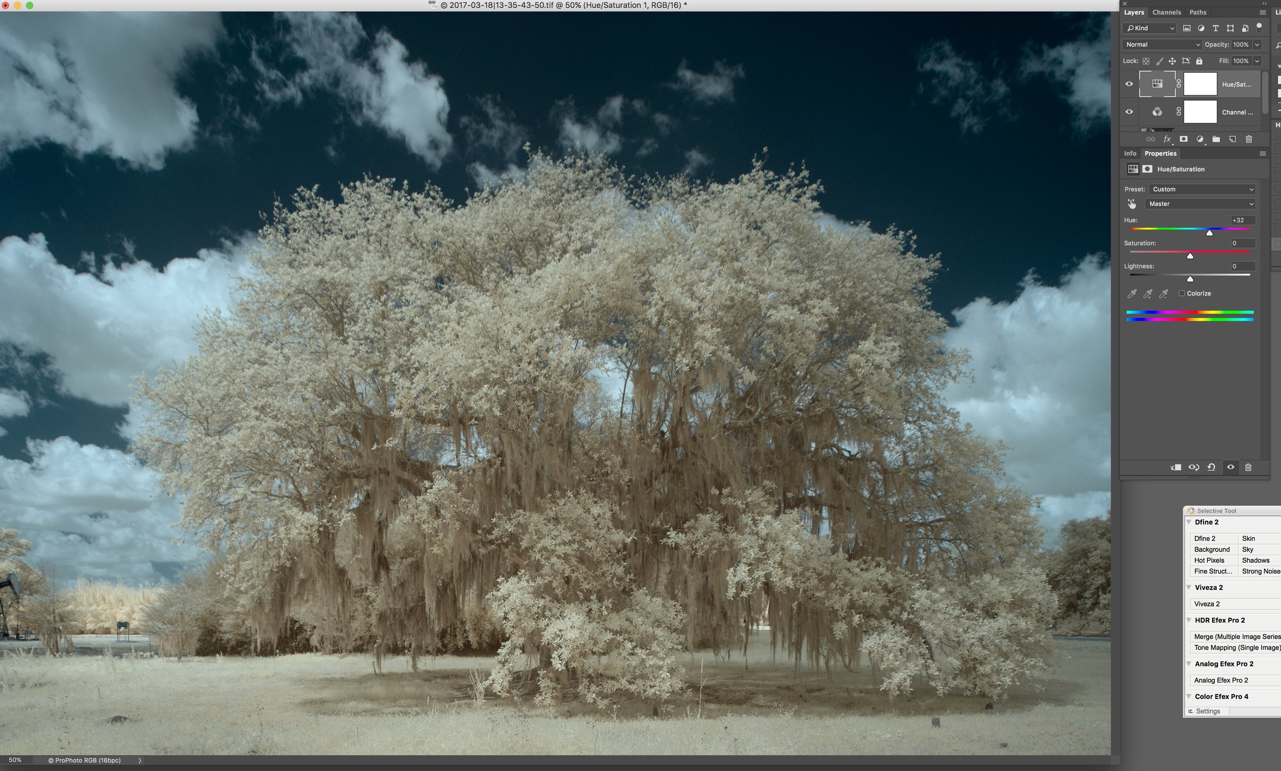 Adjusting the Master Hue in the Hue Saturation Layer