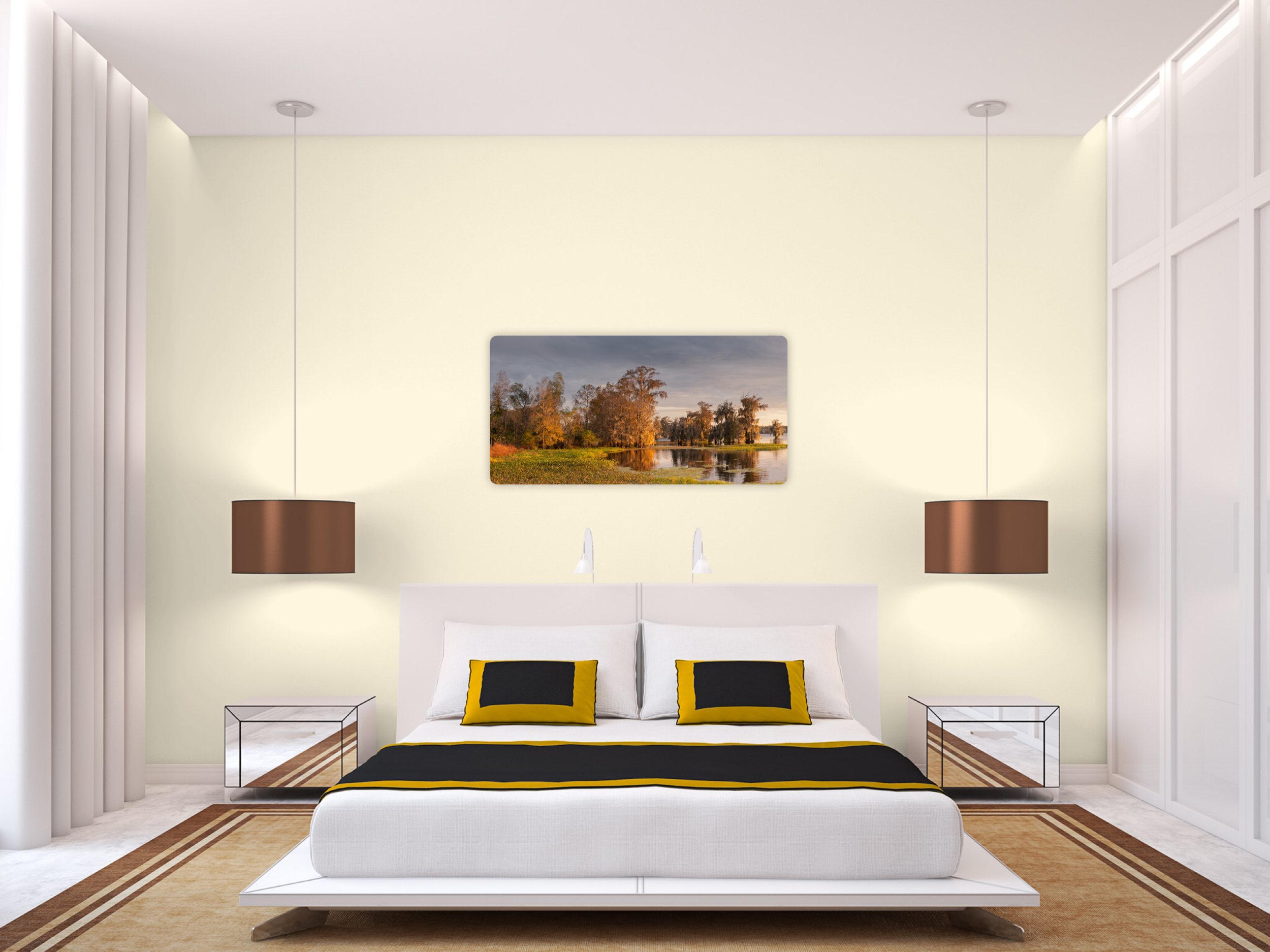 Bedroom with Fall Panoramic Image