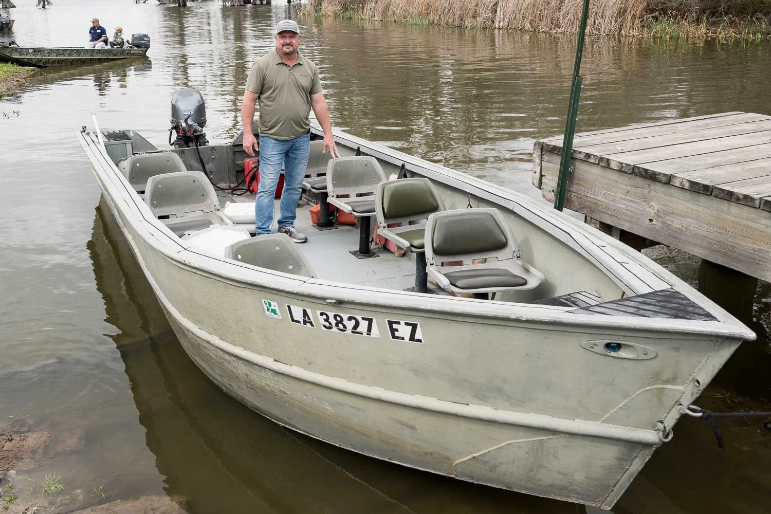 Corey our new boat operator and his boat