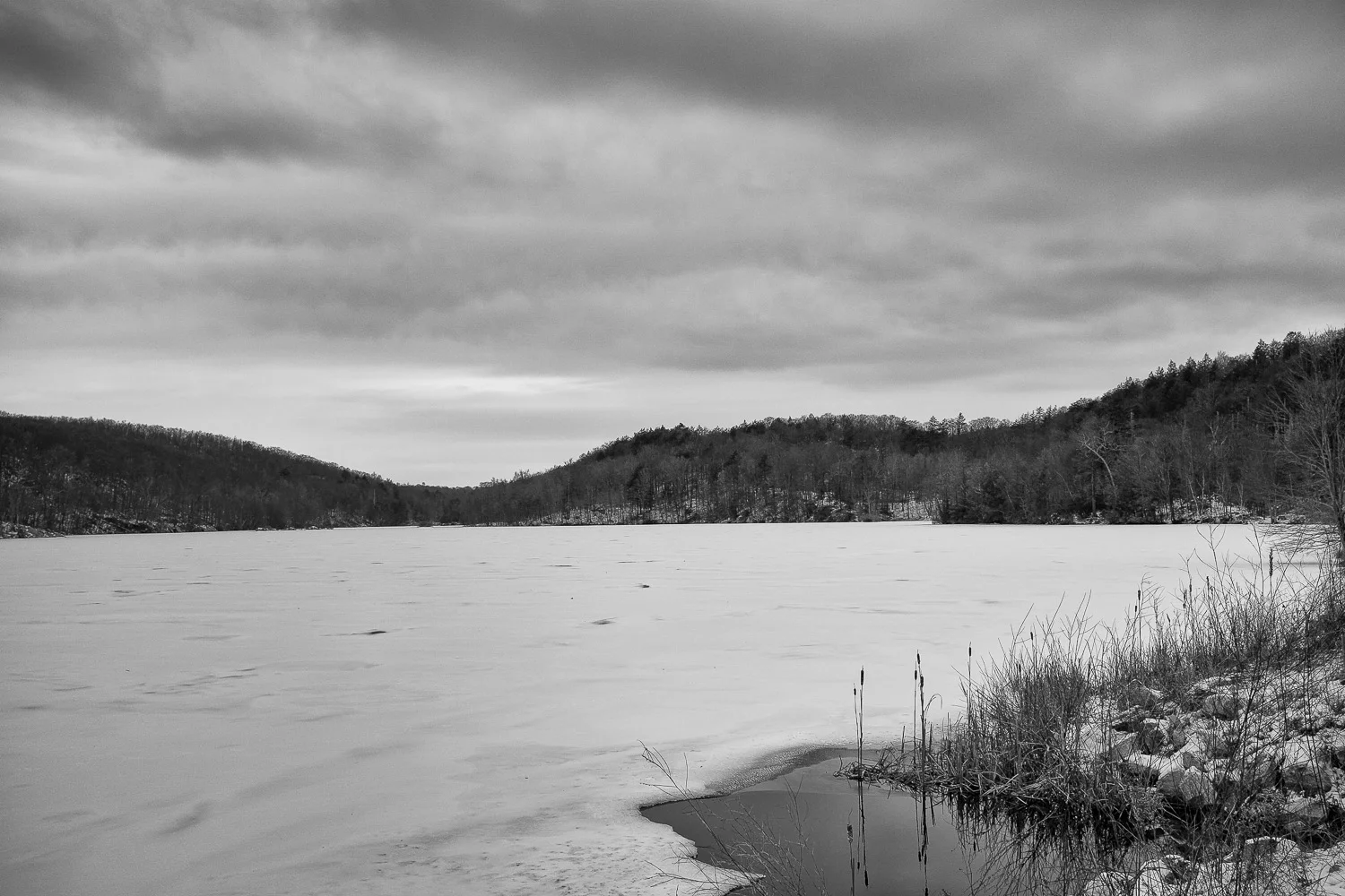 Frozen Canopus Lake near Cold Spring, New York