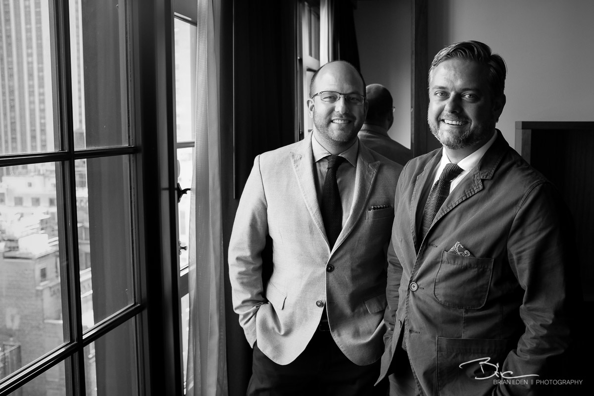 We started the day with some wedding portraits in Steve and Nick's hotel room at the Viceroy in midtown Manhattan. The light from the huge windows was fantastic. 