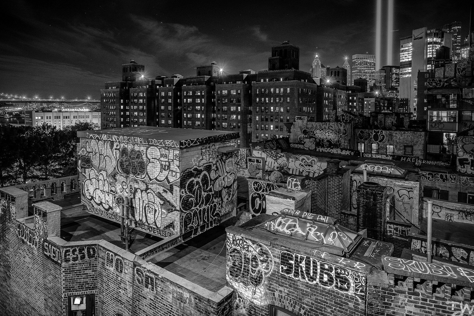 "Tribute in Light over Chinatown" September 11, 2016. New York City Fujifilm XPro1, 14mm, f/4, 2s, ISO 200