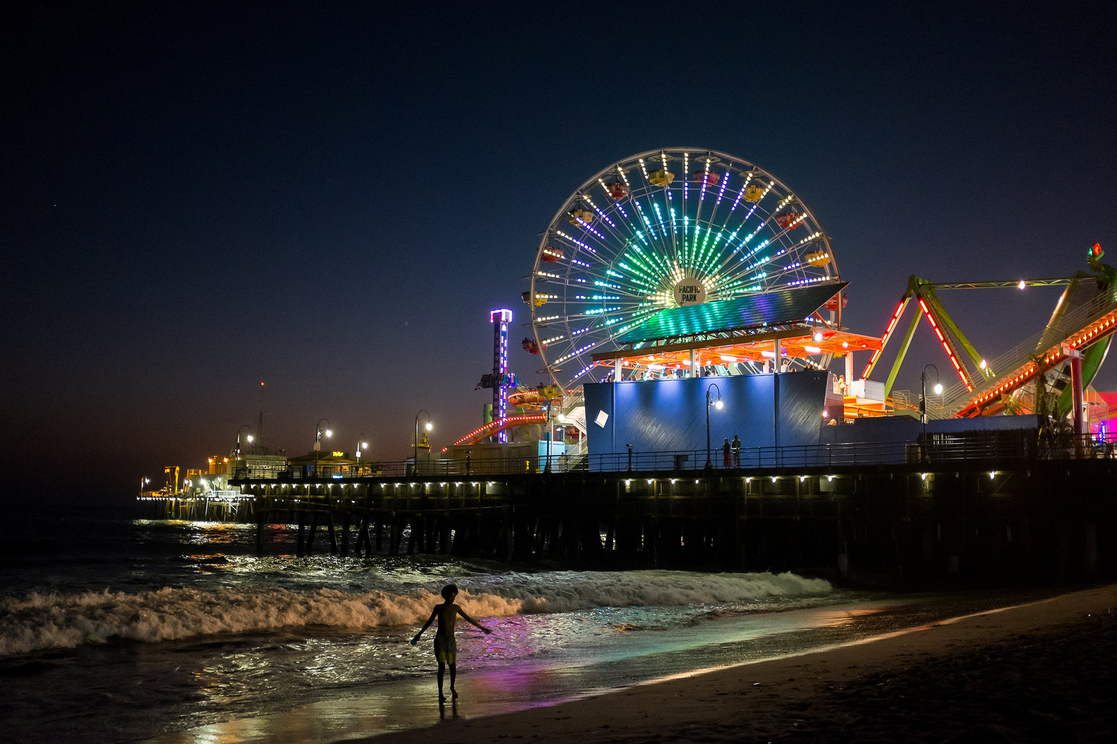 "The night swimmer" August, 2016. Santa Monica, CA Fujifilm X100s, 23mm, f/2, 1/70, ISO 6400
