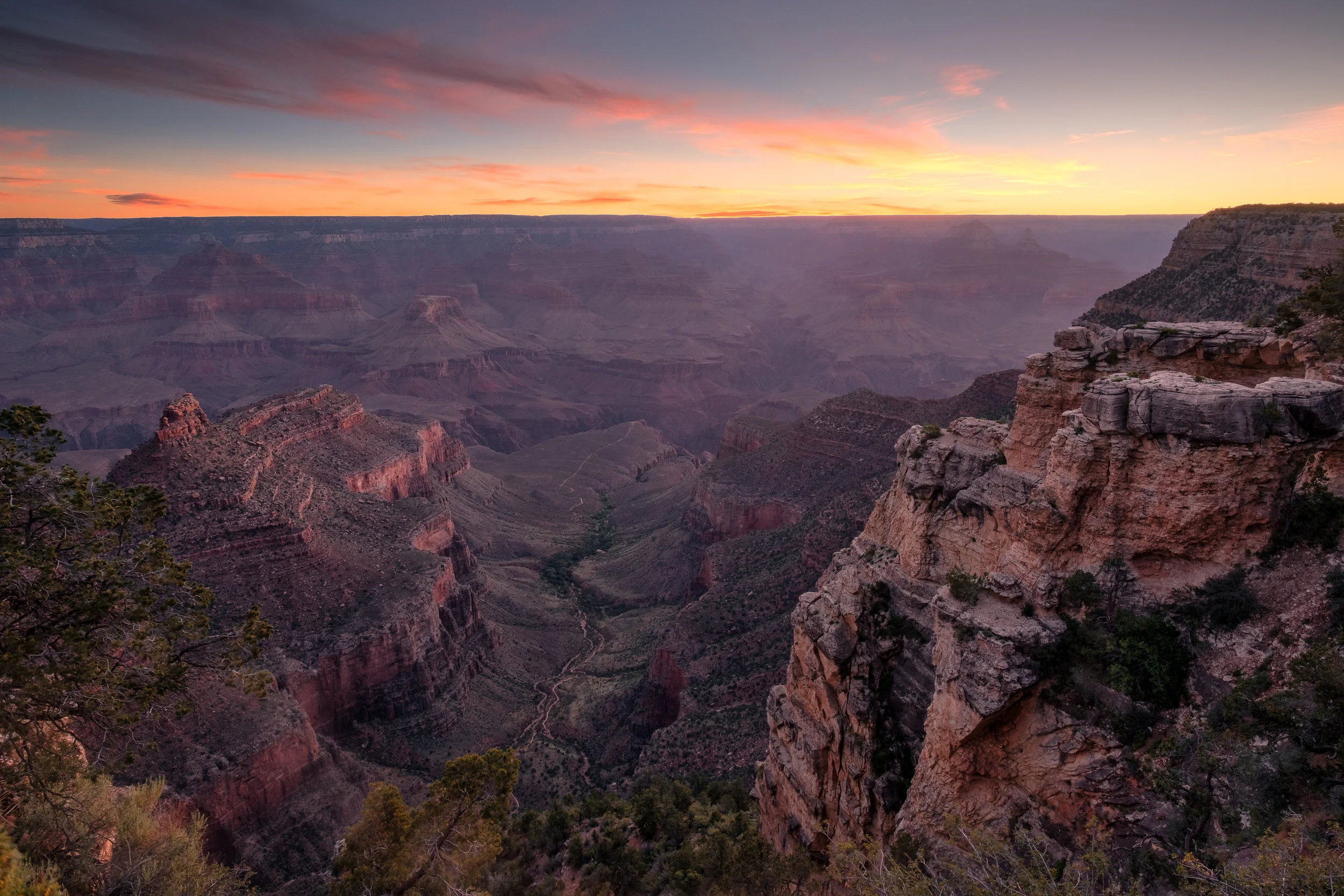 "Battleship Rock Sunrise." June 7, 2017, Grand Canyon South Rim Fujifilm X-Pro2, 14mm, f/11, 1/3, ISO 200