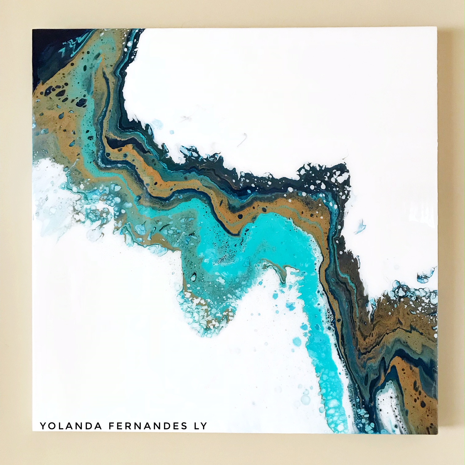 Aqua Views- Fluid art  and resin - SOLD-36x36inches
