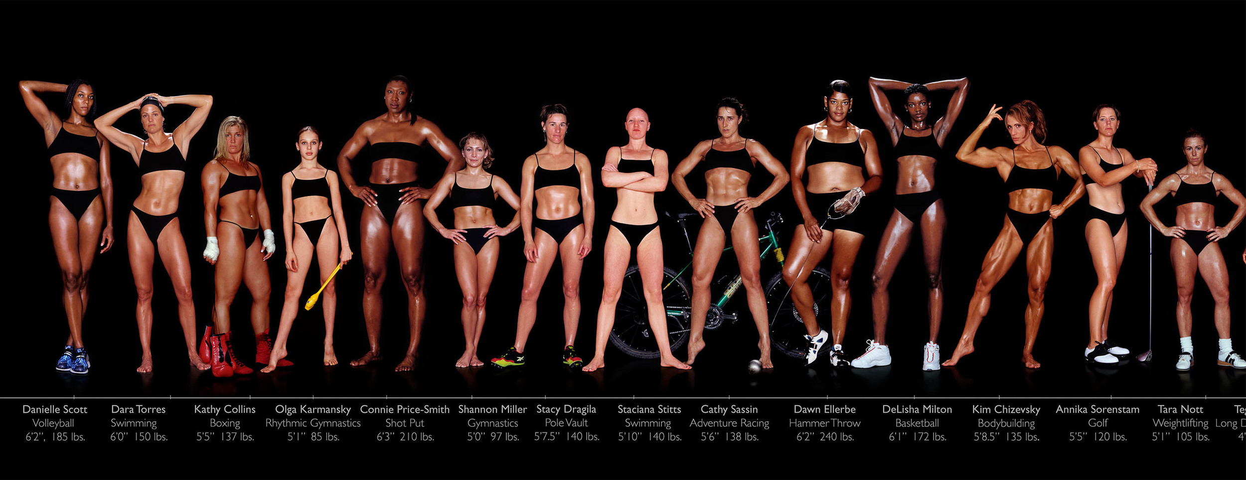 Each of these women is a professional athlete at the peak of her career. Notice how different each body type is. To see the full photo series, visit this site.