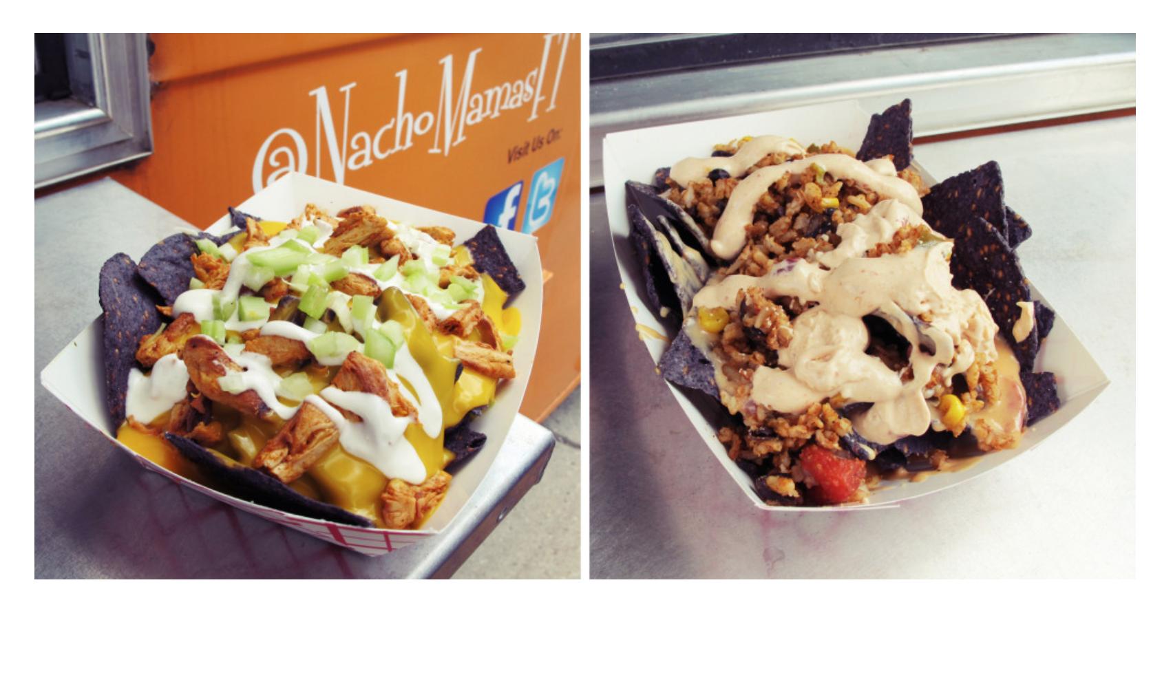 Buffalo "Chic" Bleu Cheese Nachos (Special of the Day) left photo....and Ultimate Nachos (right photo).