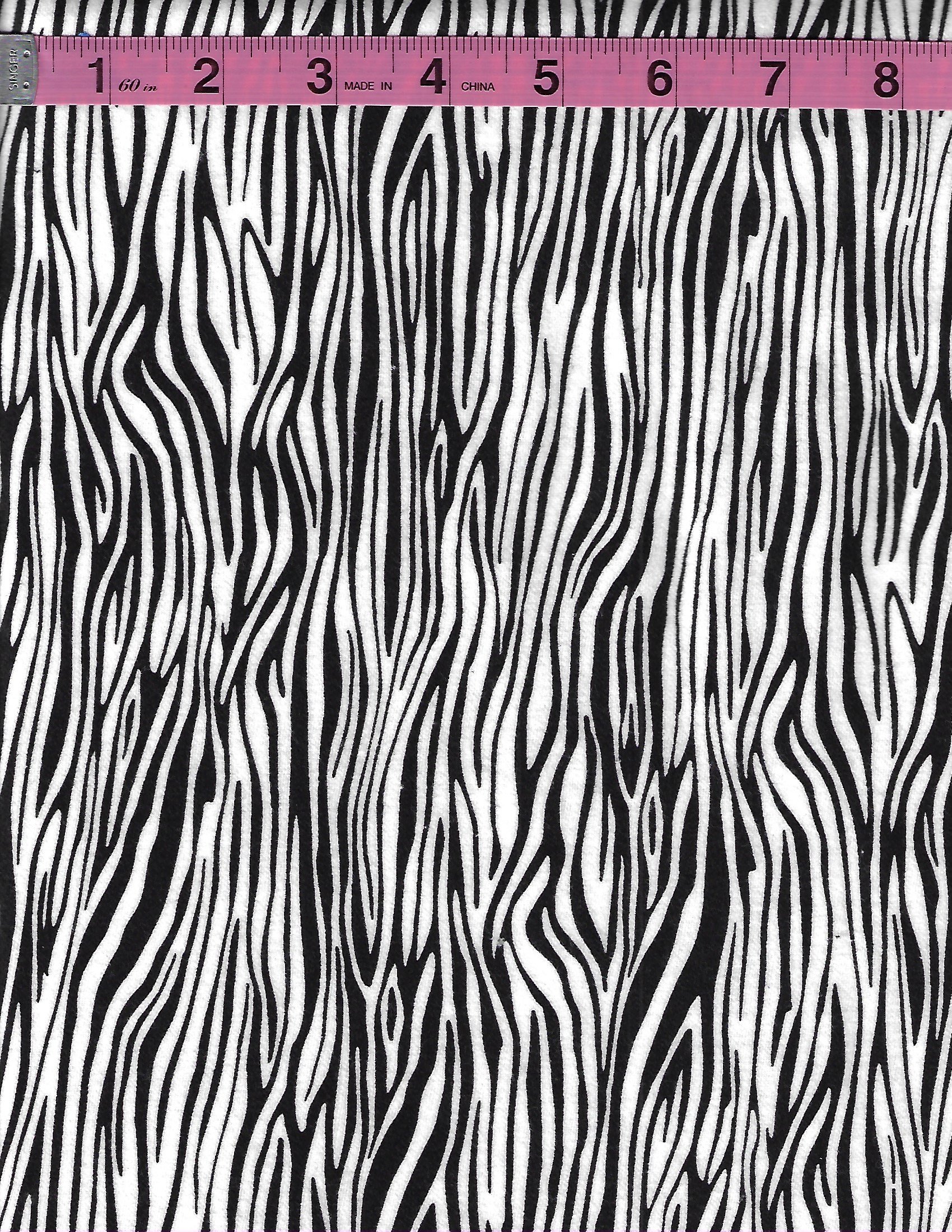 Black and white zebra print cotton flannel fabric