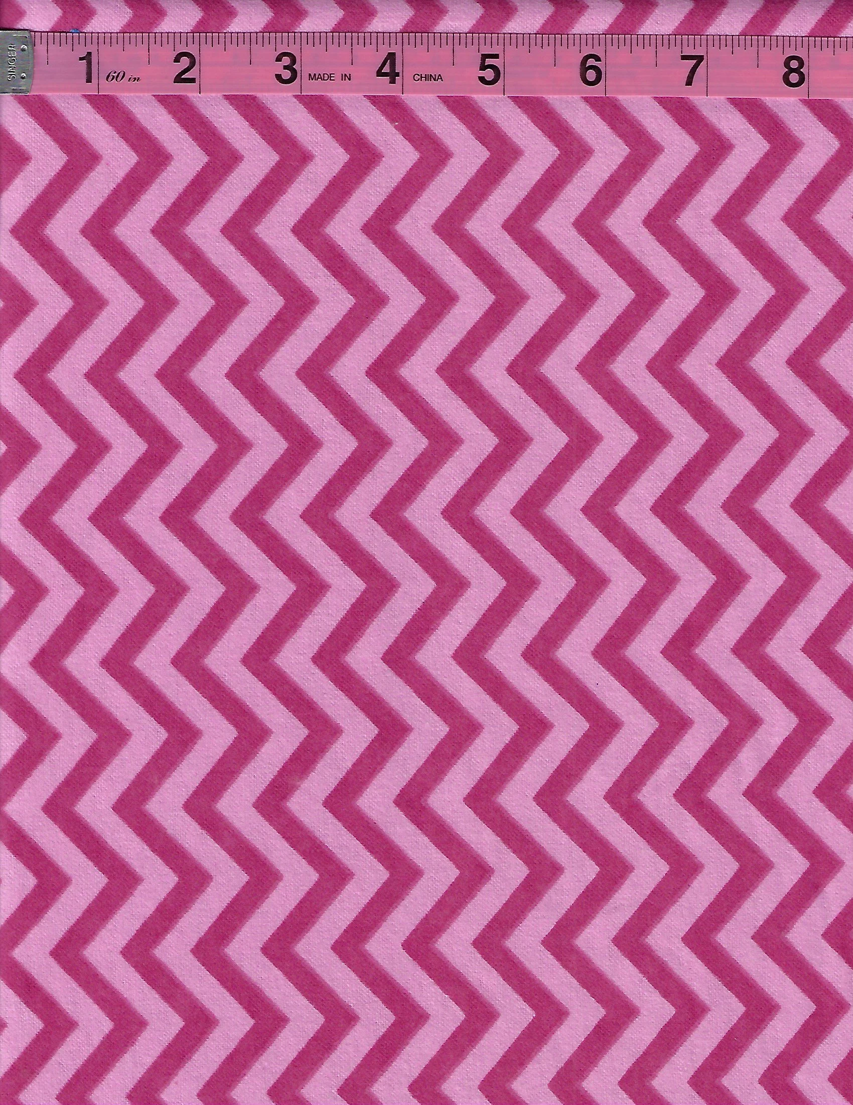 David Textiles cotton flannel fabric with a pink and magenta chevron zigzag pattern