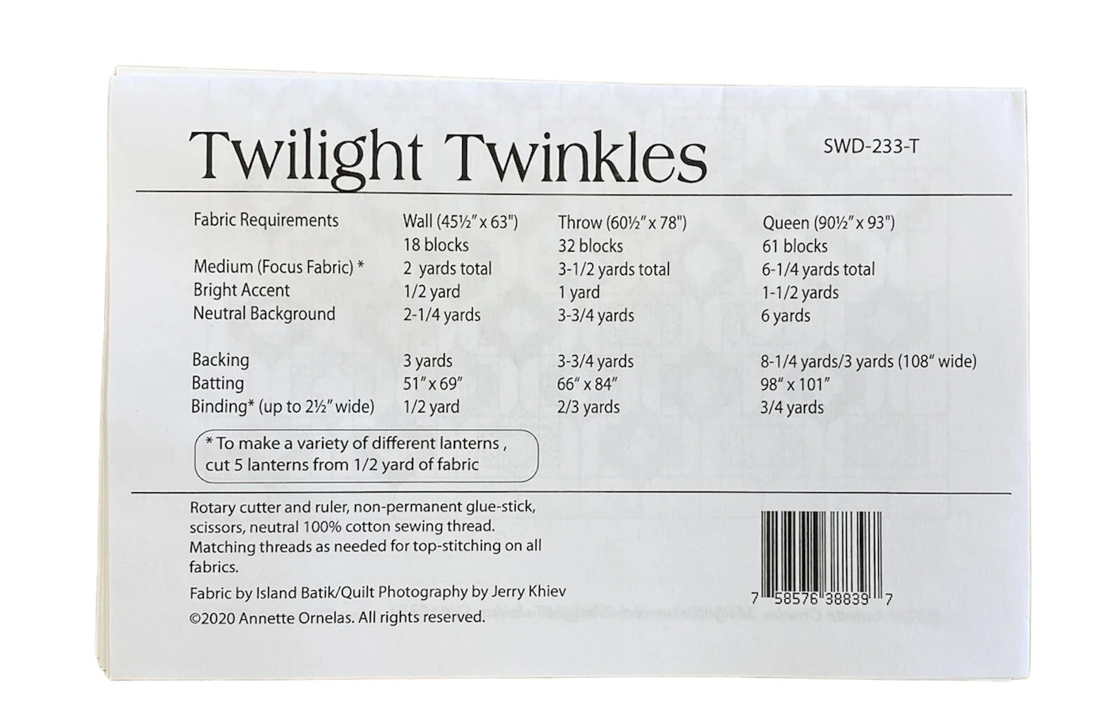 Twilight Twinkles Moroccan Lantern Theme quilt instructions in 3 sizes