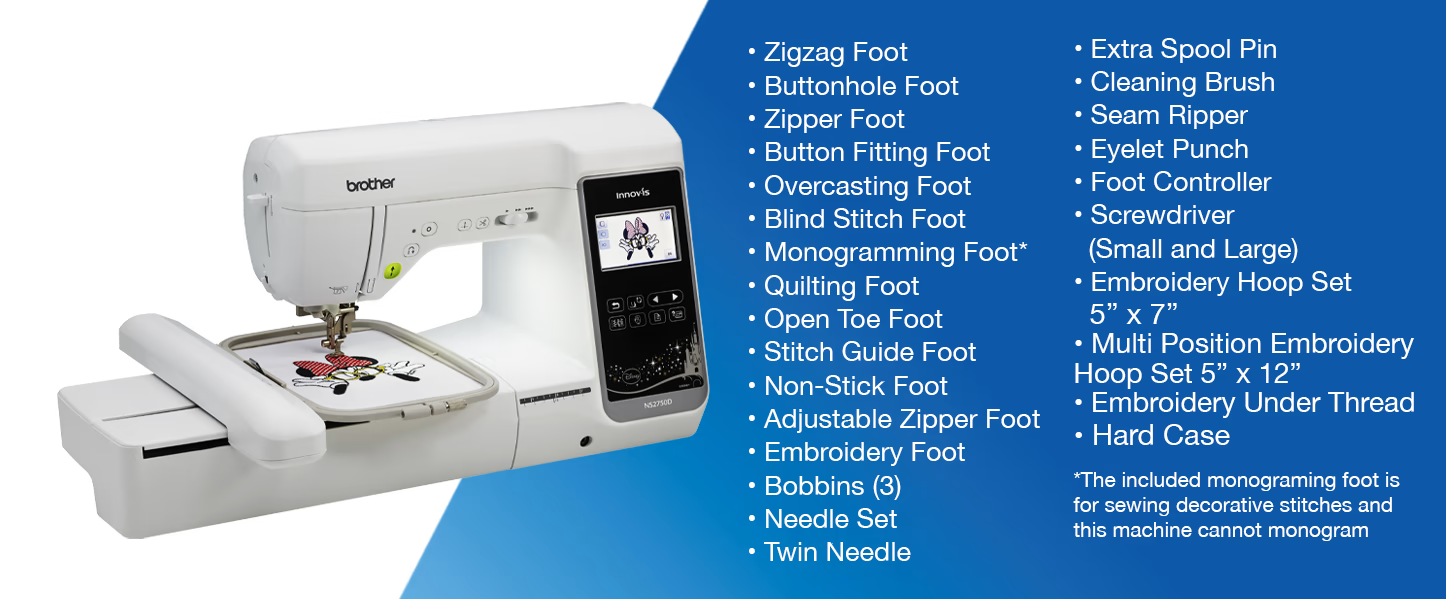 Brother Sewing and Embroidery Machine NS2750D 5x7 Hoop — Fabric Mart-ny,  inc.