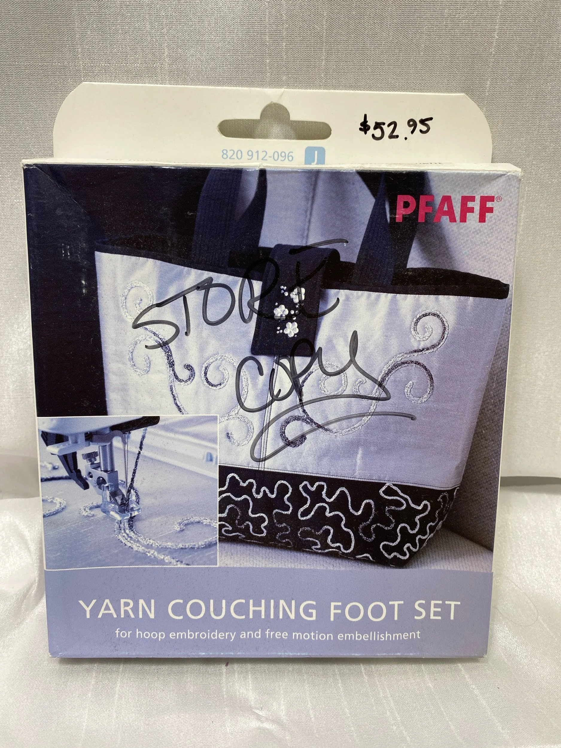 Pfaff Yarn Couching Foot Set part number 820912096 for J machines