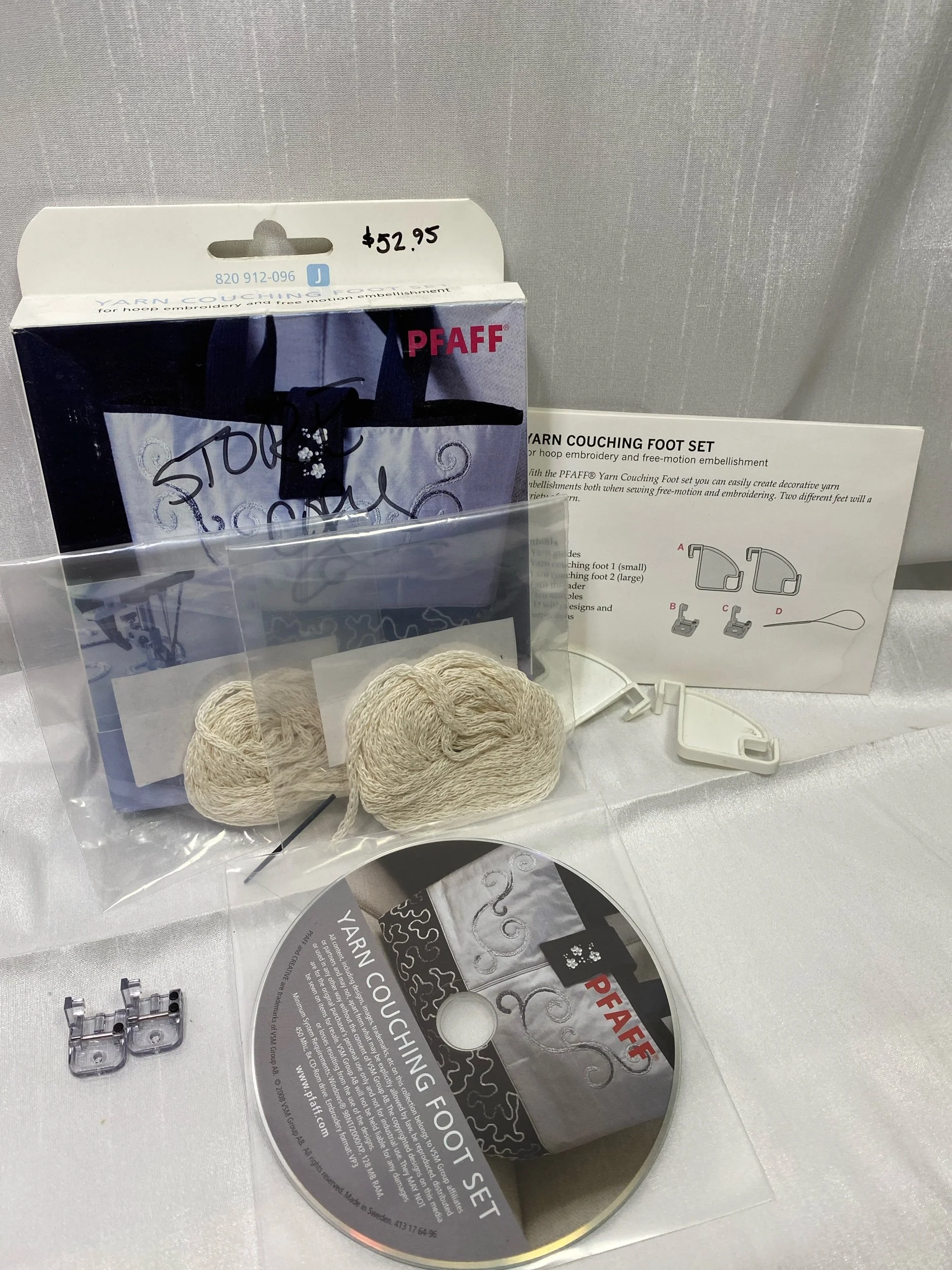 Pfaff Yarn Couching Foot Set part number 820912096 for J machines