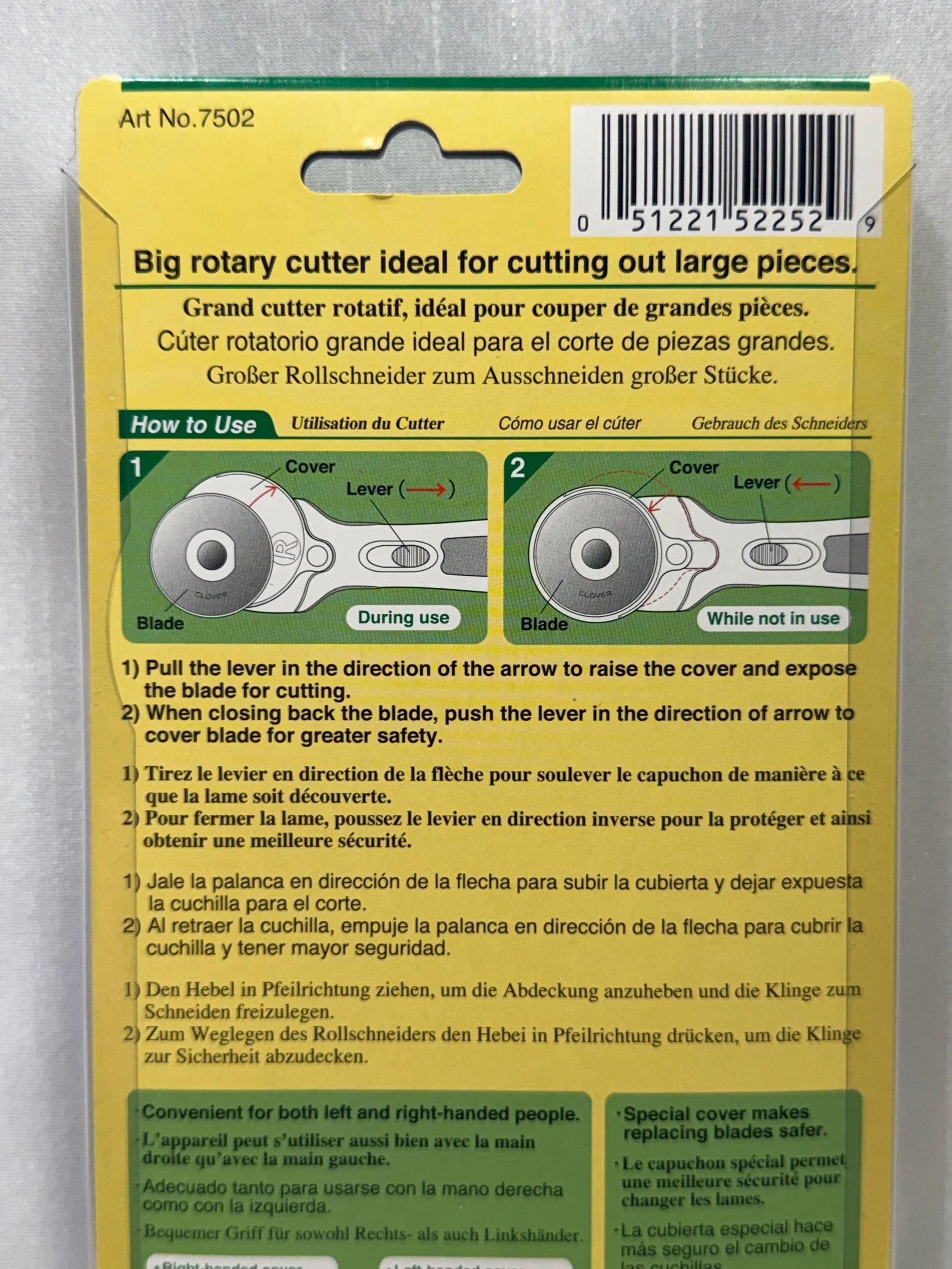 Clover 60mm Rotary Cutter — Art No. 7502