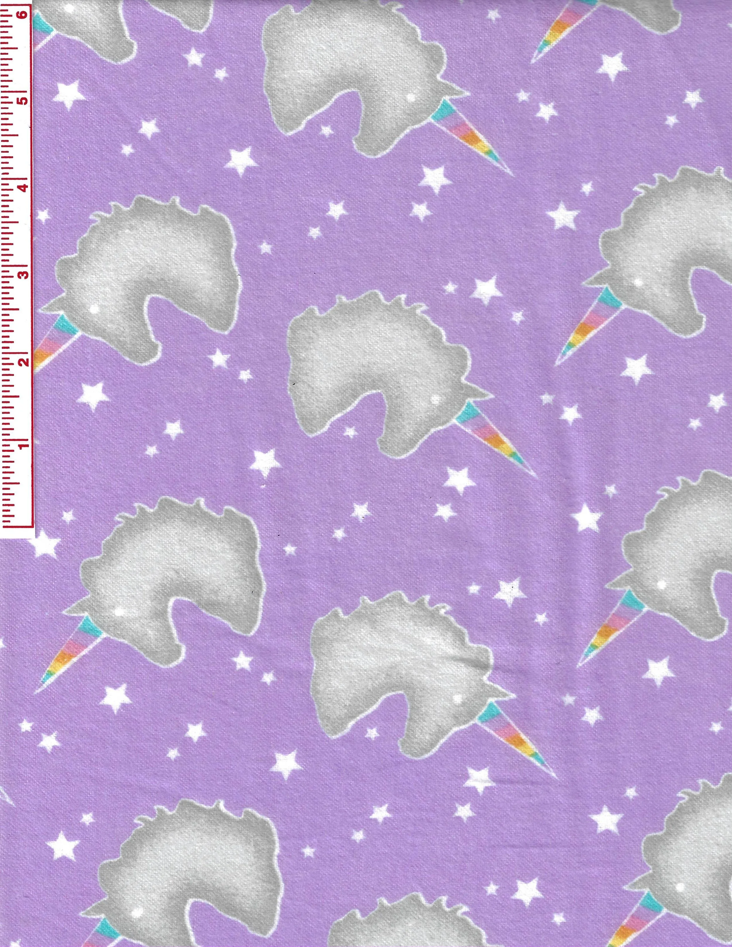 Cotton flannel fabric by AE Nathan unicorns on purple