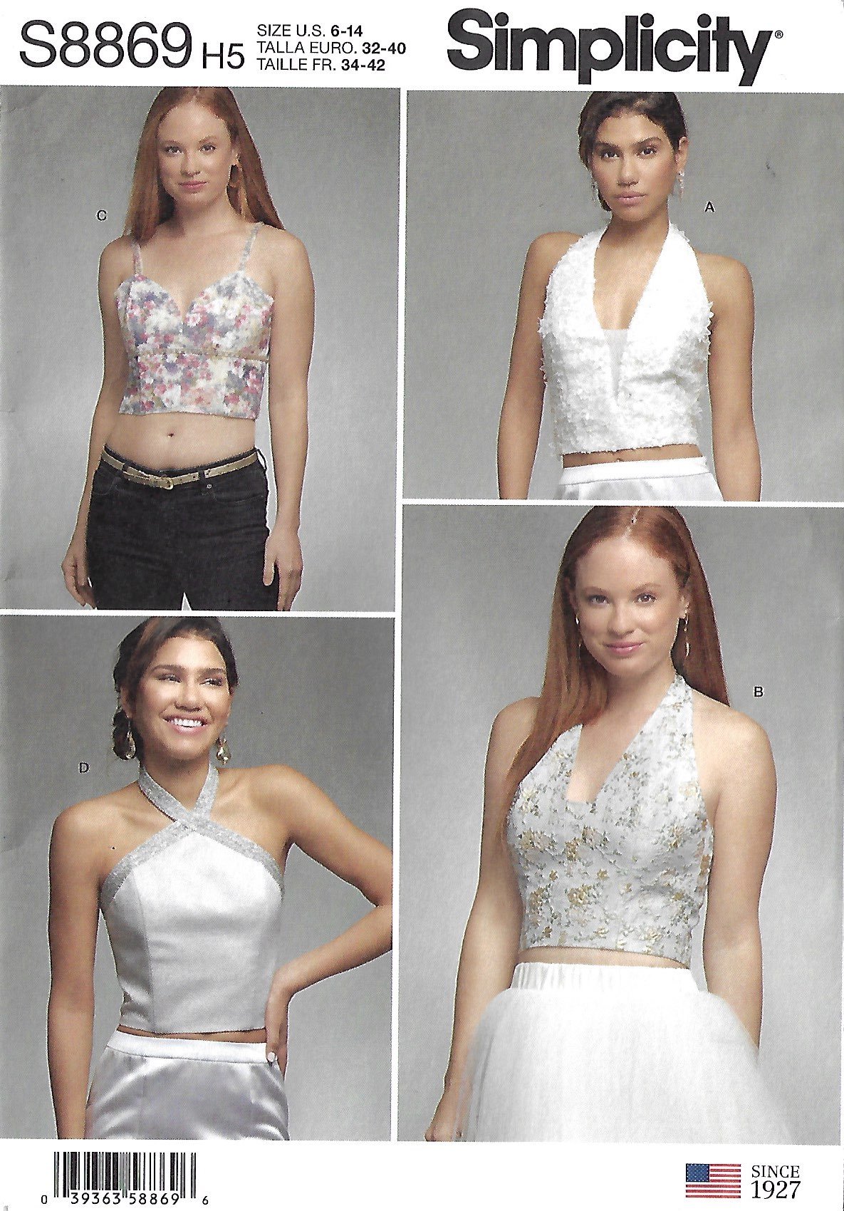 Simplicity S8869 misses lined top sewing pattern with four stylish top variations, sizes 6-22