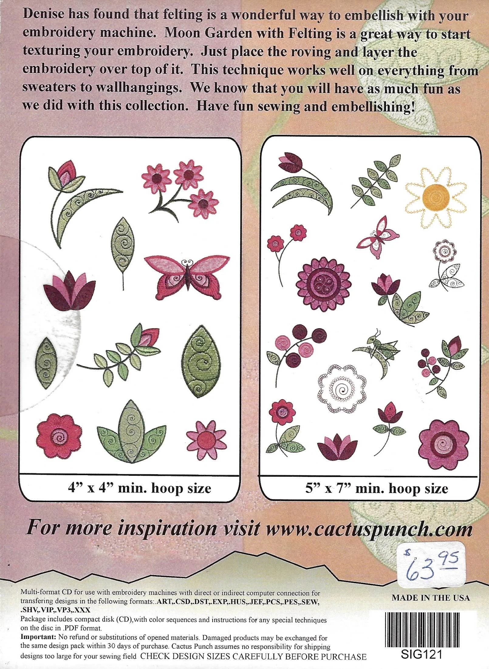 Cactus Punch Moon Garden with Felting Machine Embroidery CD