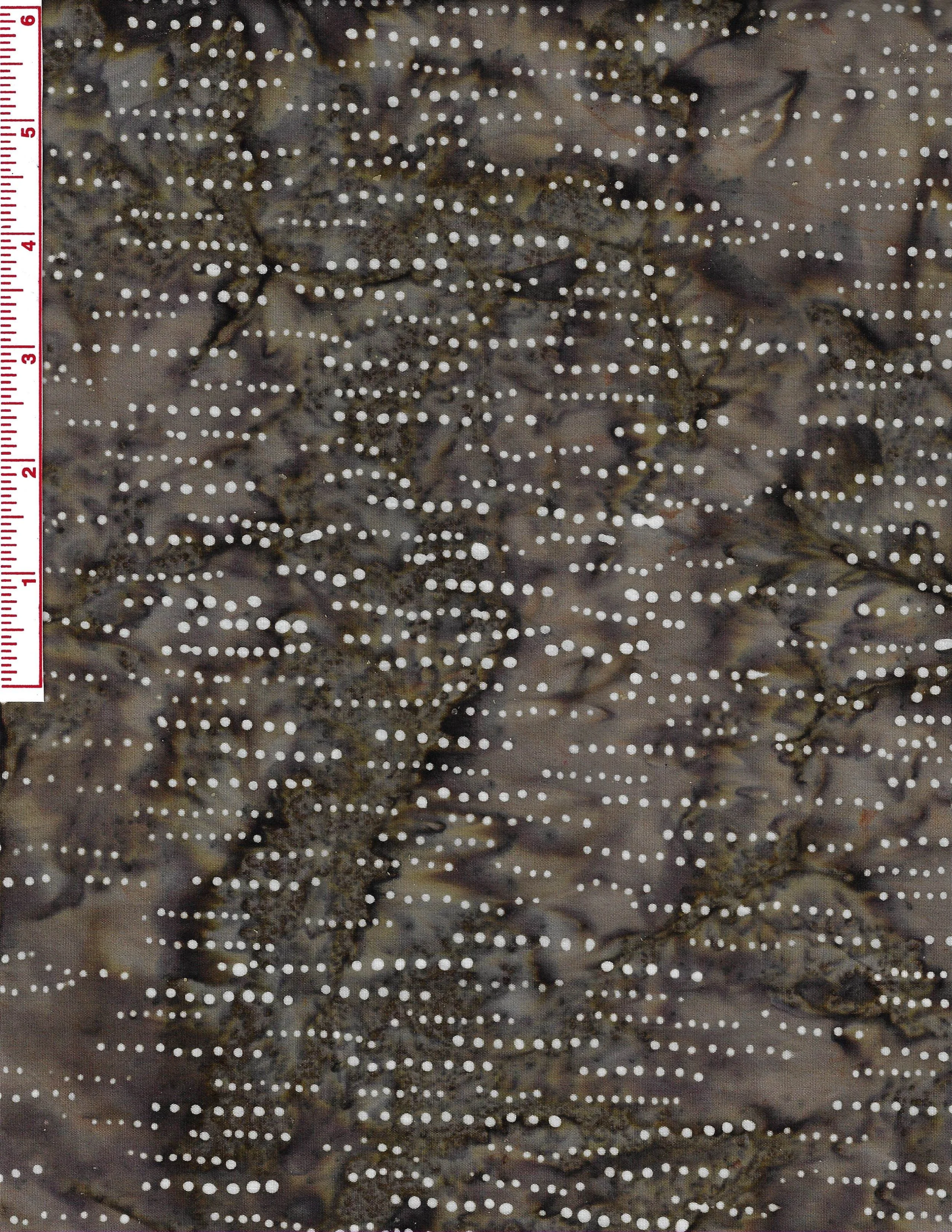 Cotton Batik fabric made in Bali with shades of brown and white dots for sewing quilting crafts
