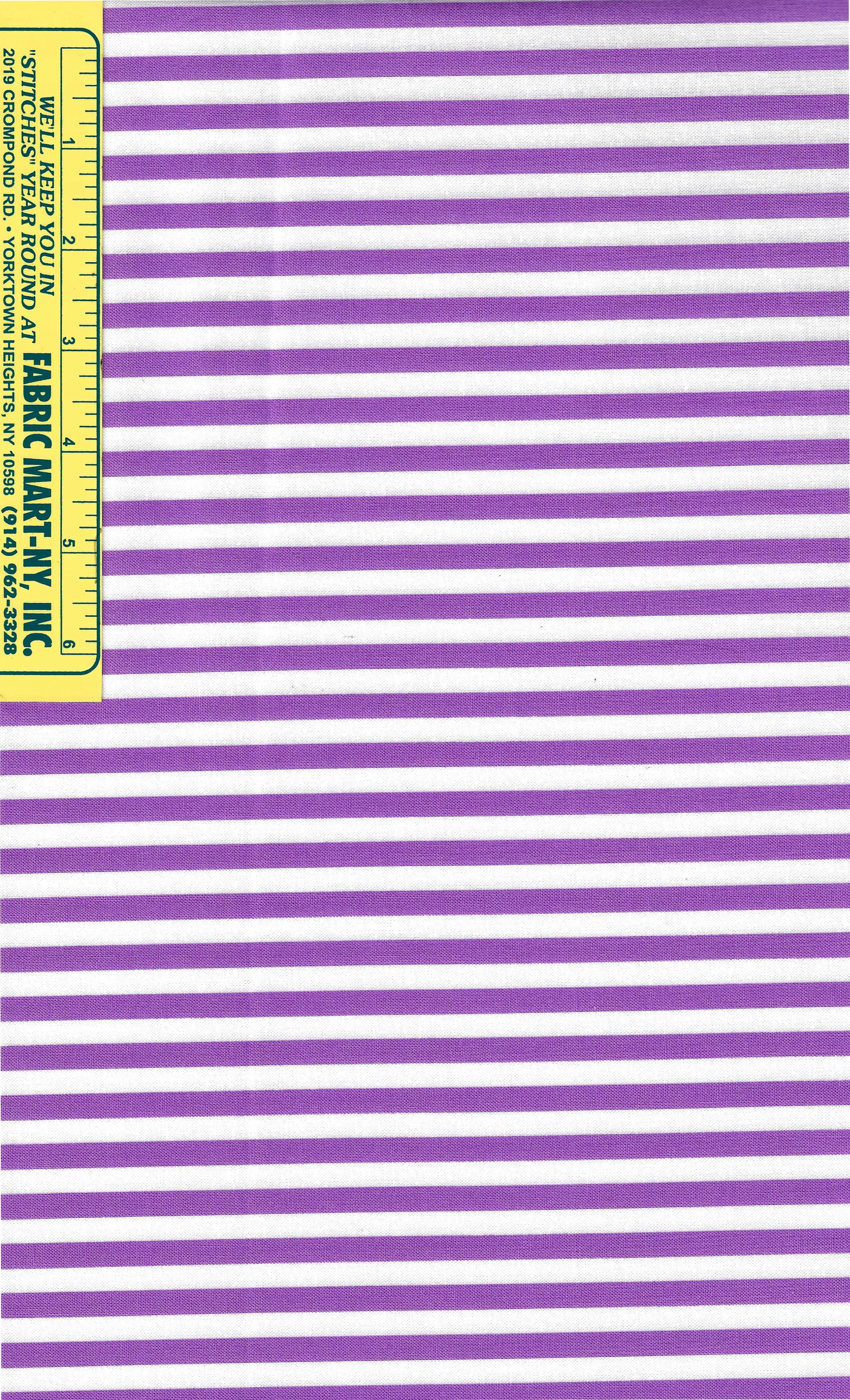 Cotton Purple and White Clown Stripe cotton fabric by Michael Miller Fabrics for sewing, quilting and more.