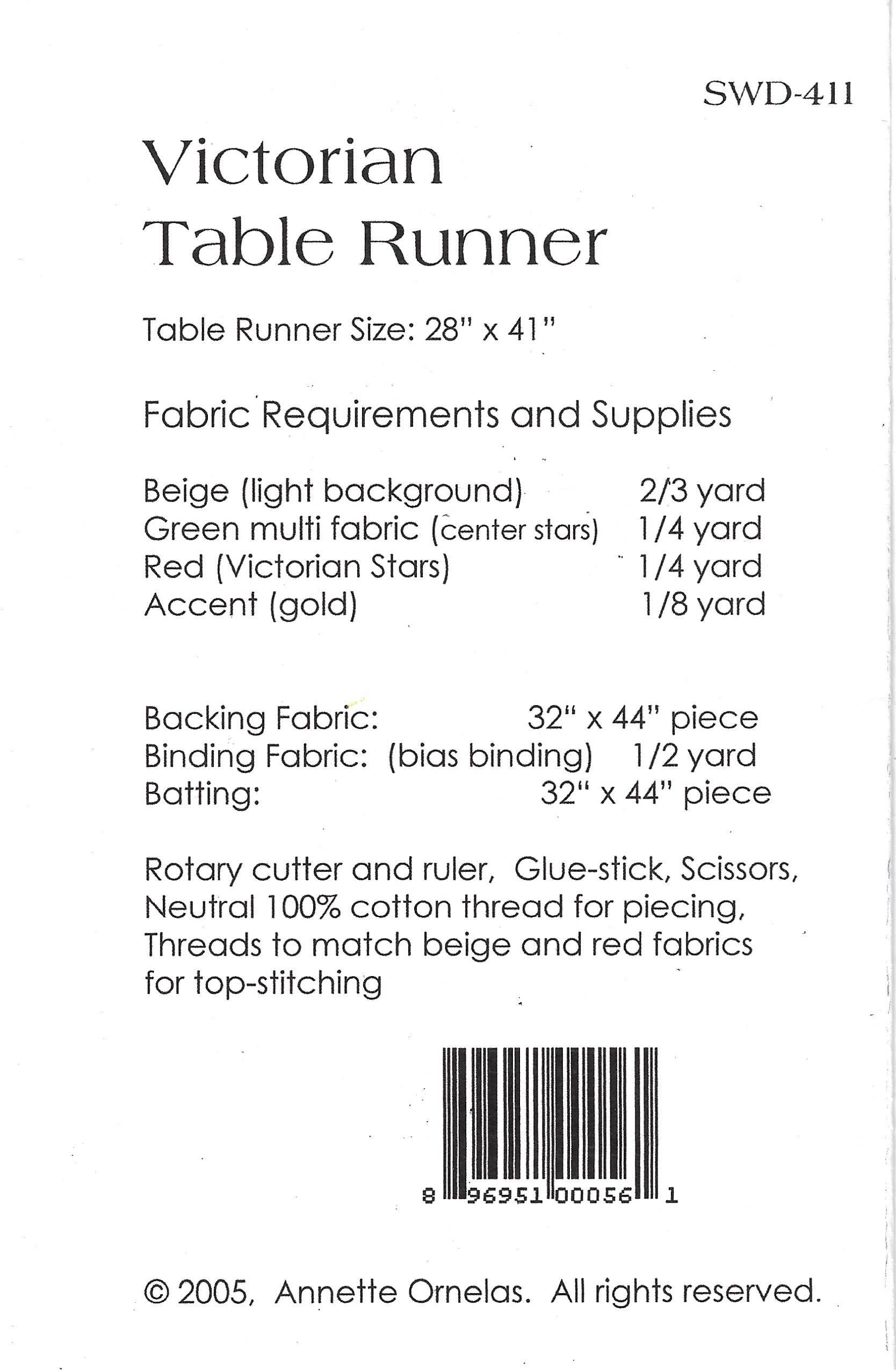 Victorian Table Runner Pattern by Southwind Designs for creating your own decor