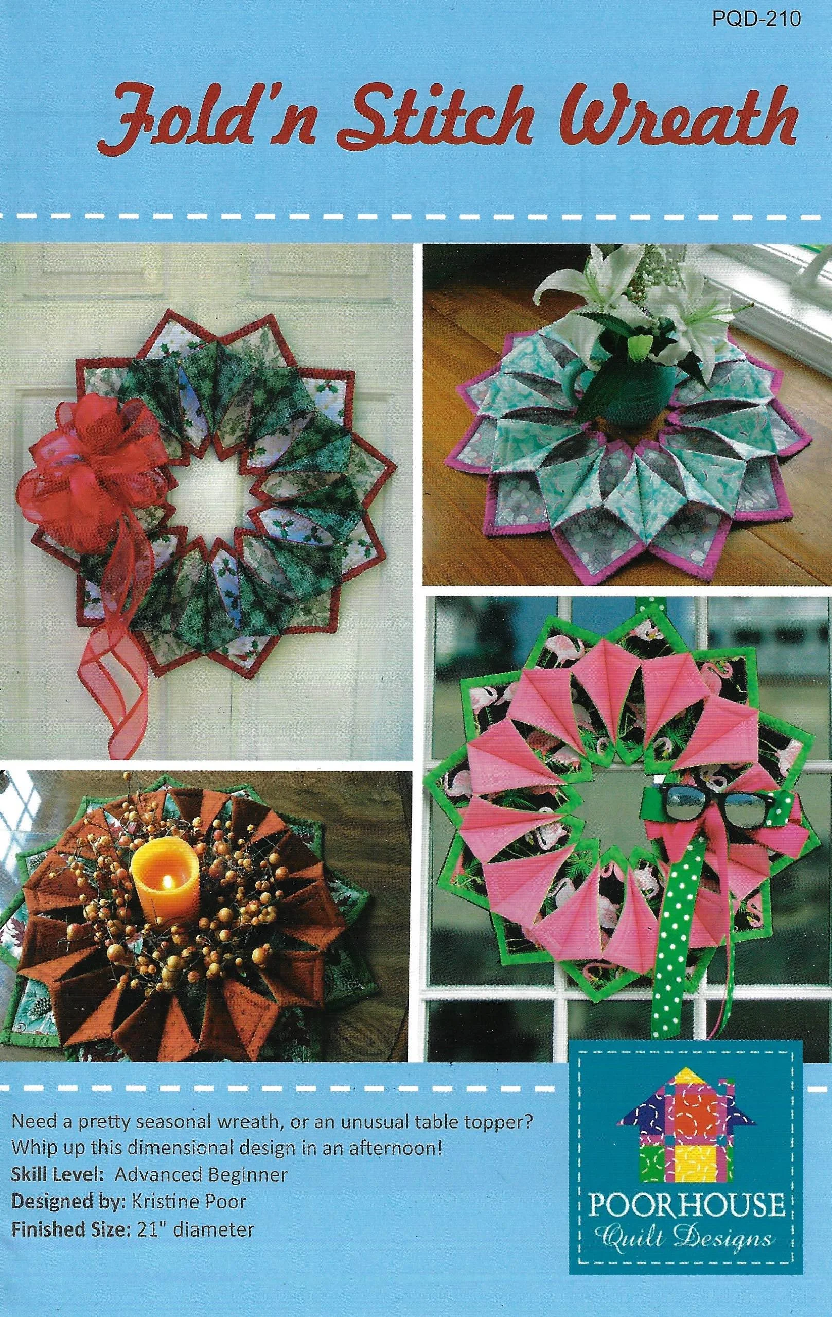 Fold'n Stitch Wreath pattern makes a fun decor item or a dimensional table topper