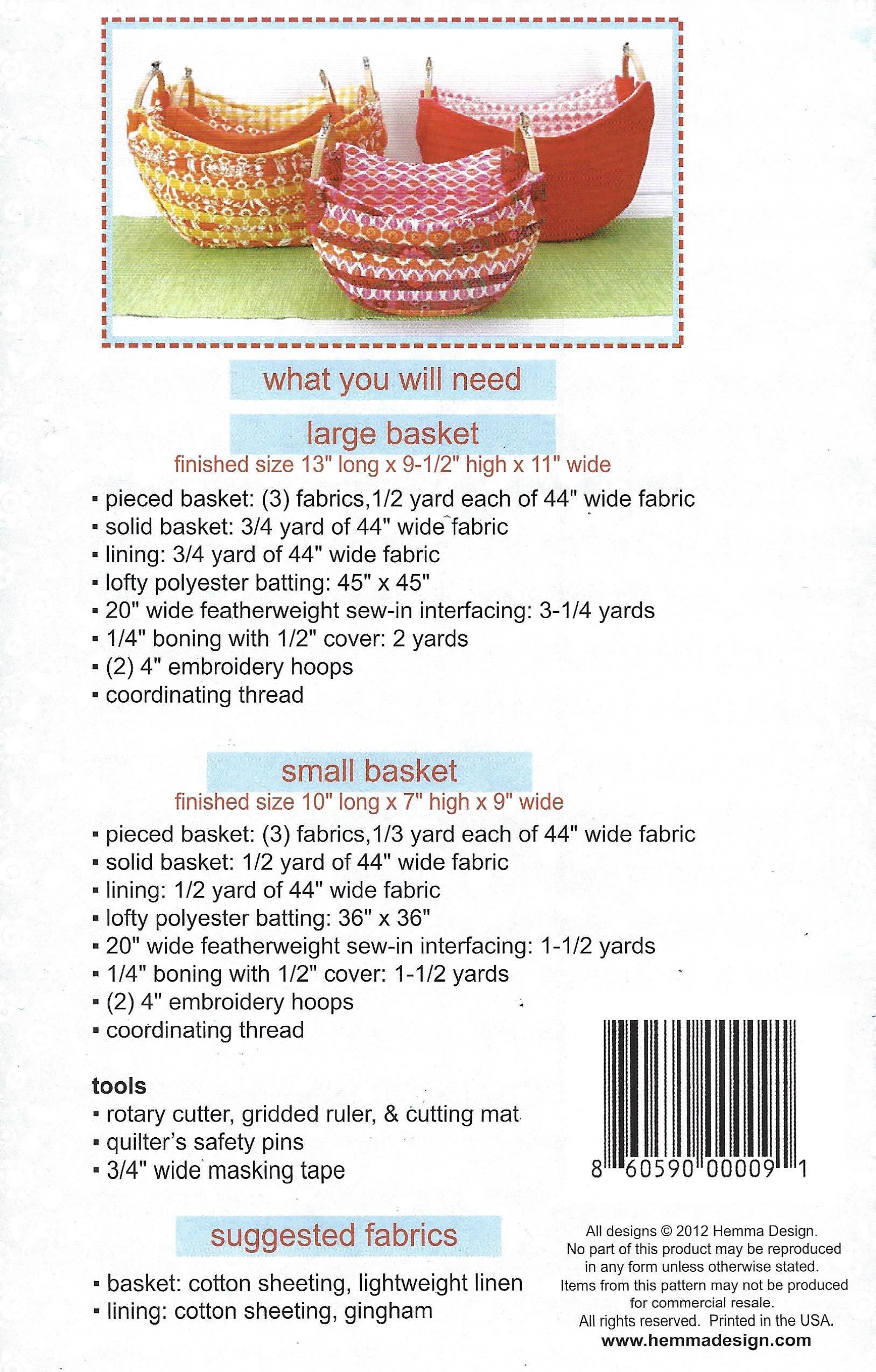 Britta Hoopster Basket Pattern for making a quilted basket in two sizes