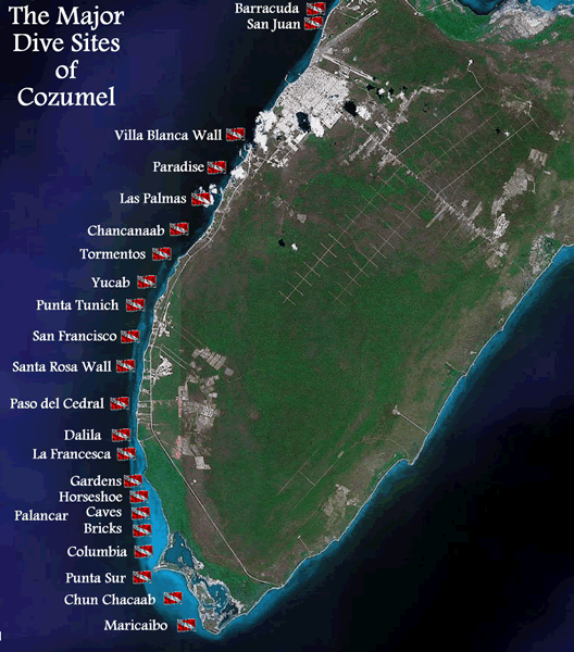 Cozumel Dive Site Map —