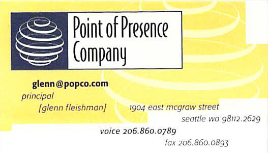 Our logo came before the AT&T death-star logo of that era. It was design by Brian Wu . This business card was our first, back when my partner and I were running the business out of my basement.