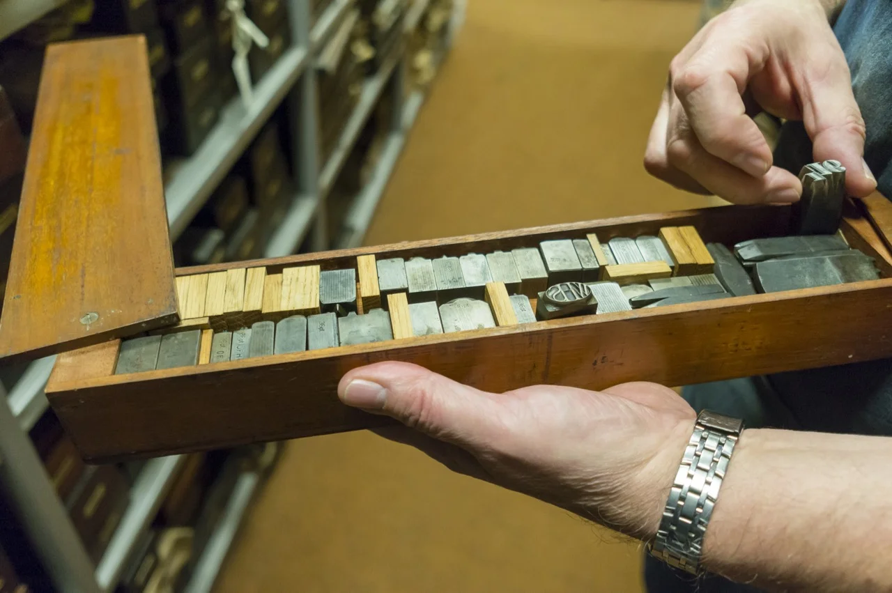 Historical type punches used to make moulds from which type was cast