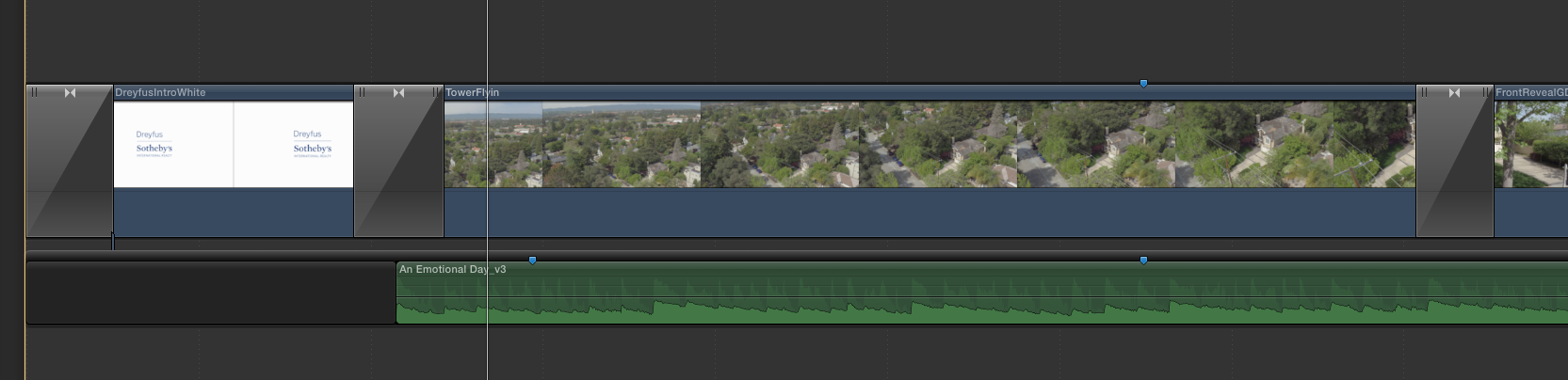 Note the third clip's front handle has now been extended in to the space of the second clip, seamlessly, with no timeline sync shift.