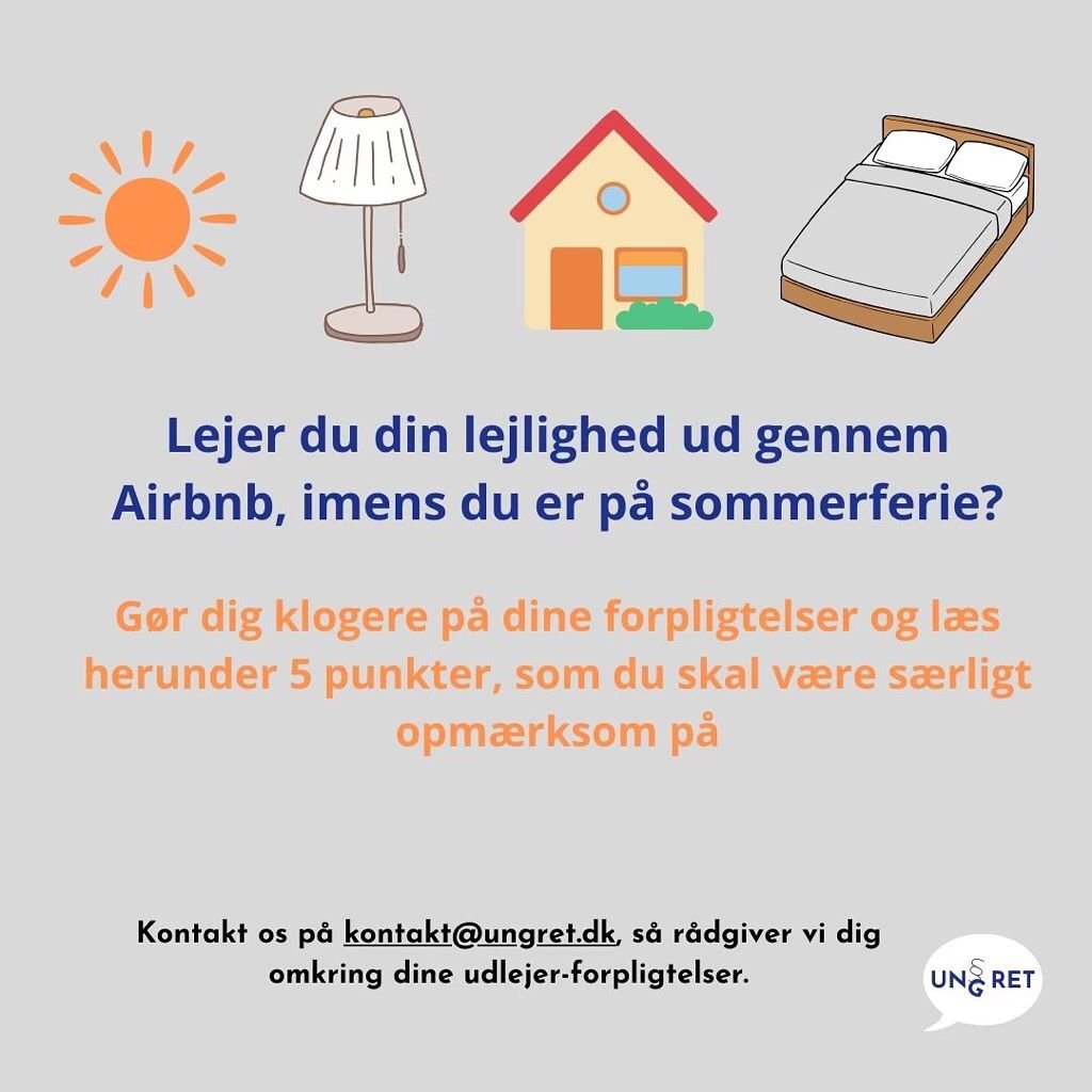 Lejer du din lejlighed ud gennem Airbnb, imens du skal p&aring; sommerferie? 🏠

Hvis du lejer din lejlighed ud gennem Airbnb kan det v&aelig;re fordelagtigt at v&aelig;re opm&aelig;rksom p&aring; det f&oslash;lgende:

1) V&aelig;r opm&aelig;rksom p&