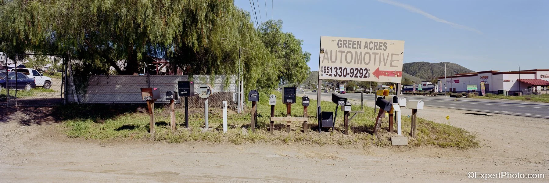 Row of Mailboxes Green Acres Hemet California