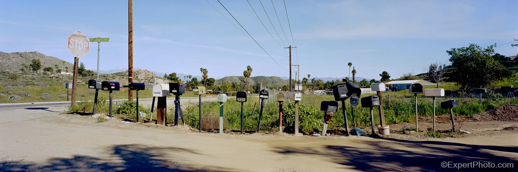 Cluster of Mailboxes at Rural Crossroads Hemet California