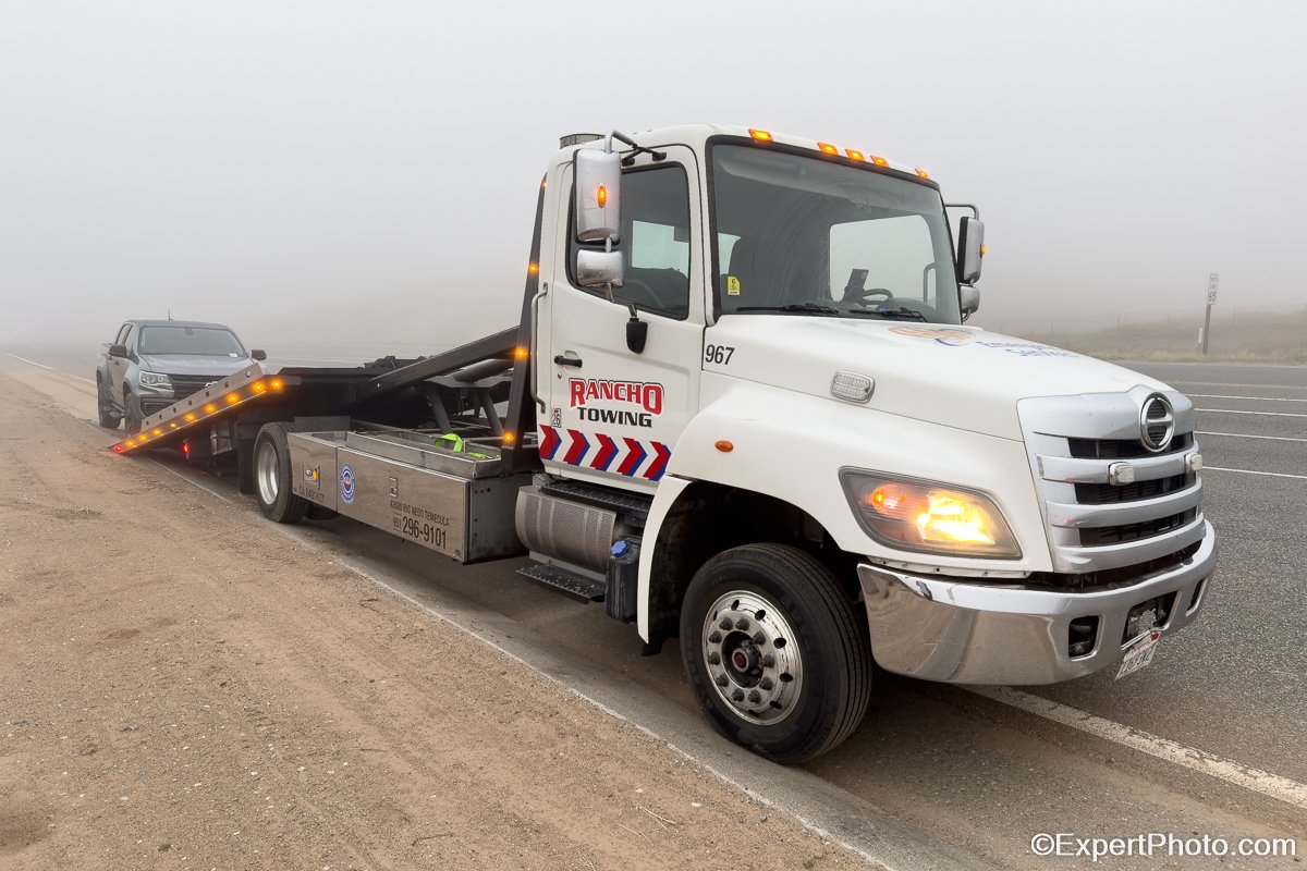 Rancho Towing Flatbed Responds in Fog Winchester California