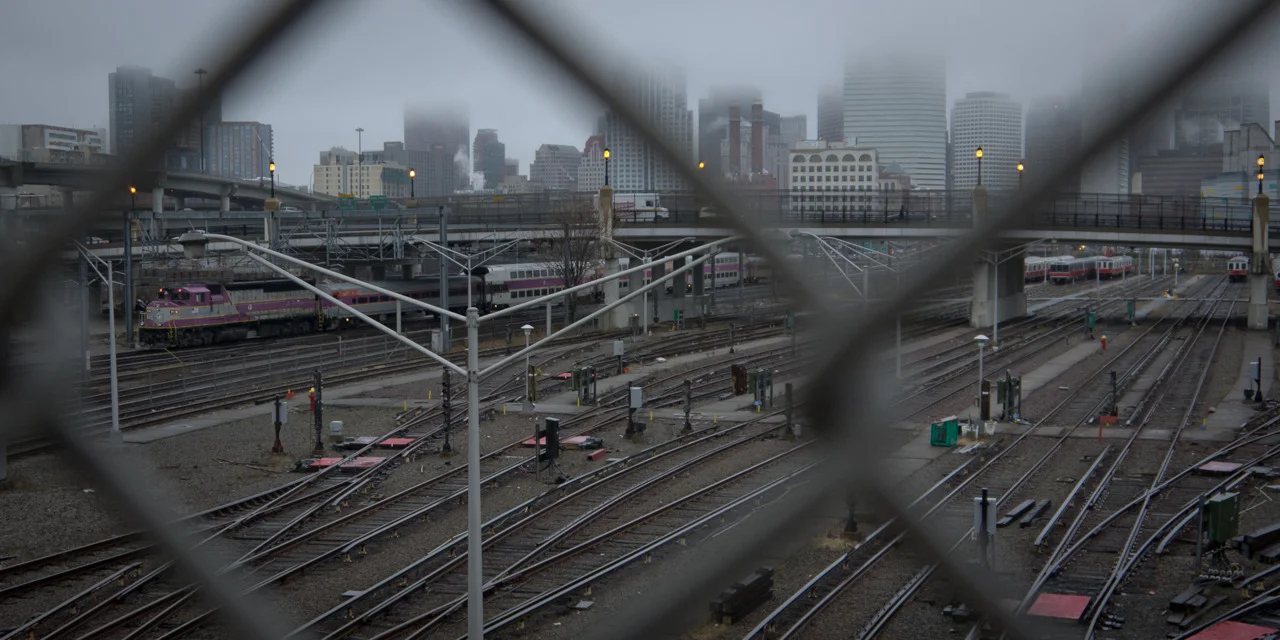 Morning walk to the office overlooking the rail yard. 